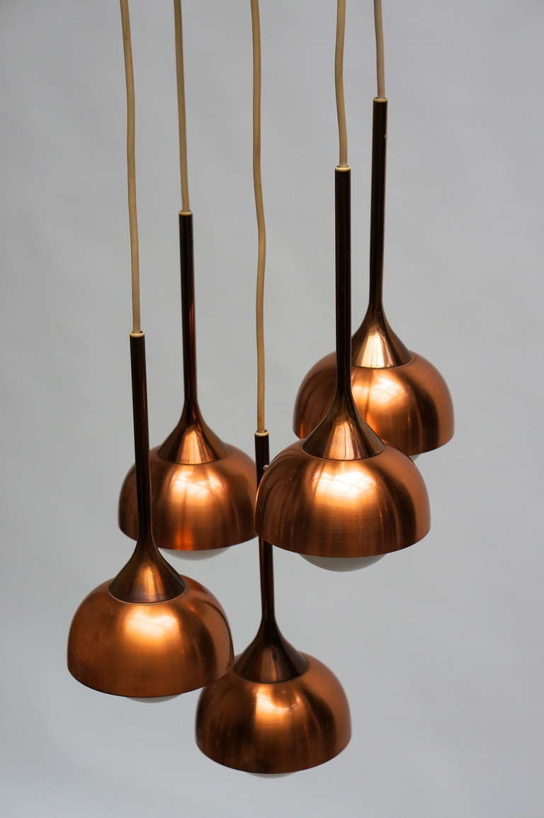 20th Century Brass and Opaline Glass Pendant Light For Sale