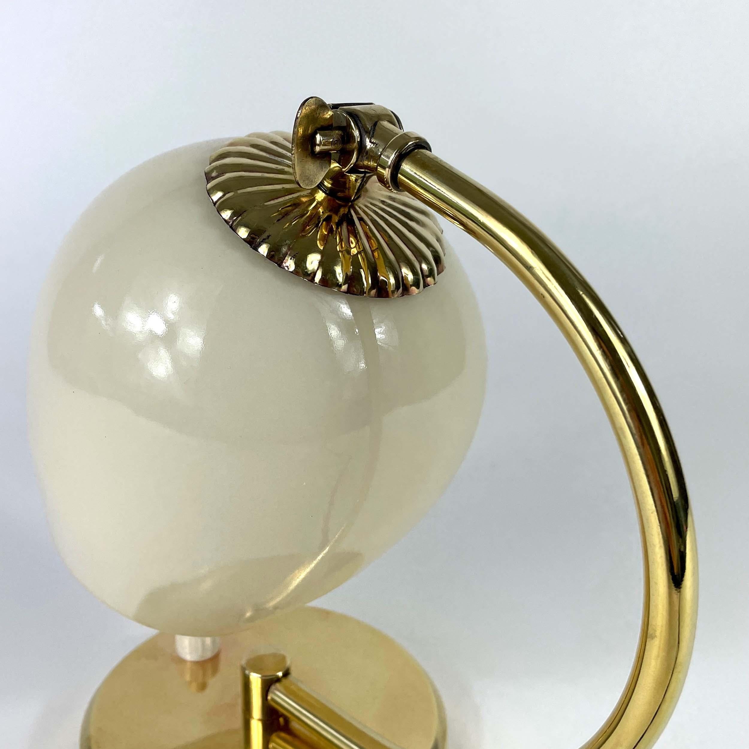 Brass and Opaline Glass Table Lamp, Finland 1950s For Sale 4