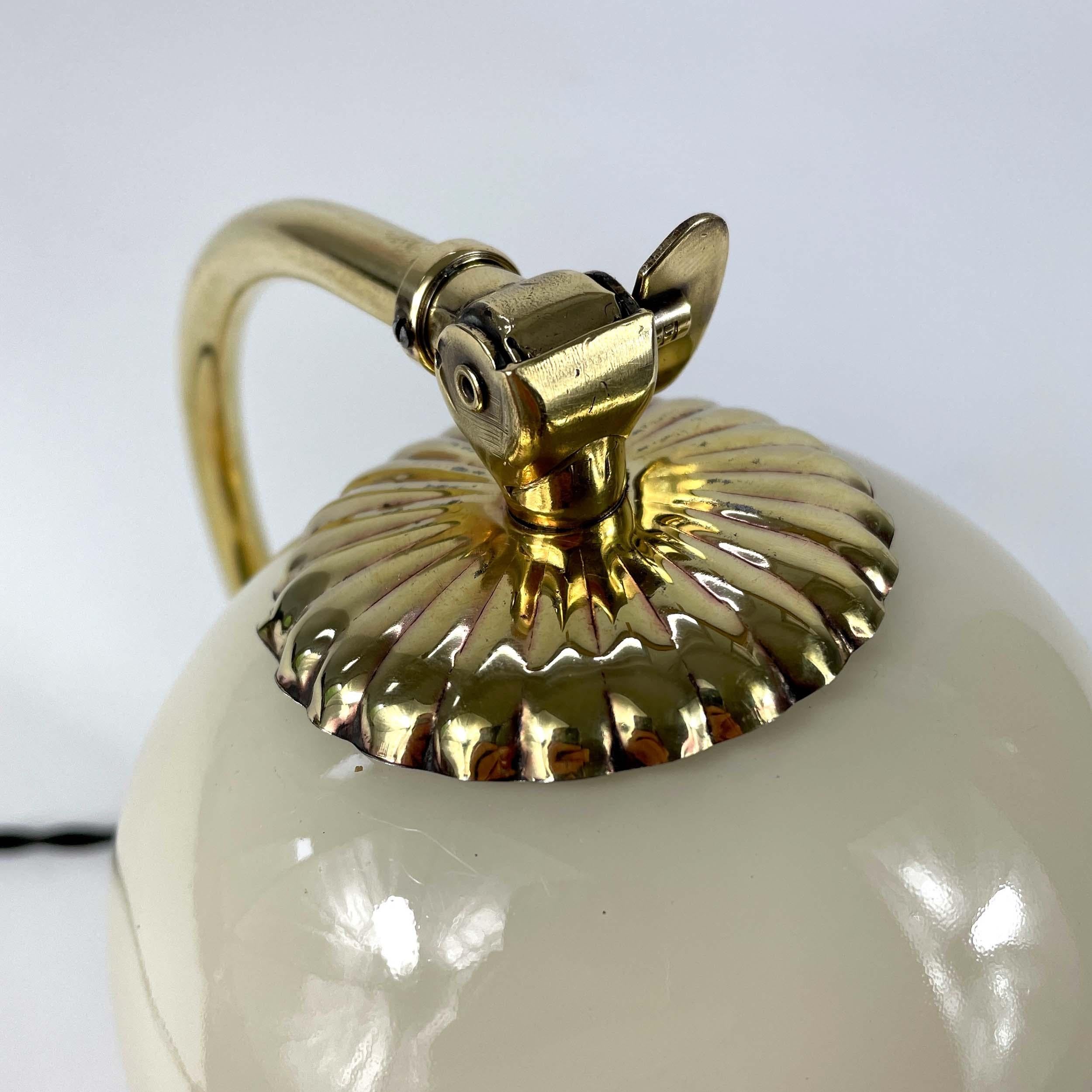 Brass and Opaline Glass Table Lamp, Finland 1950s For Sale 8