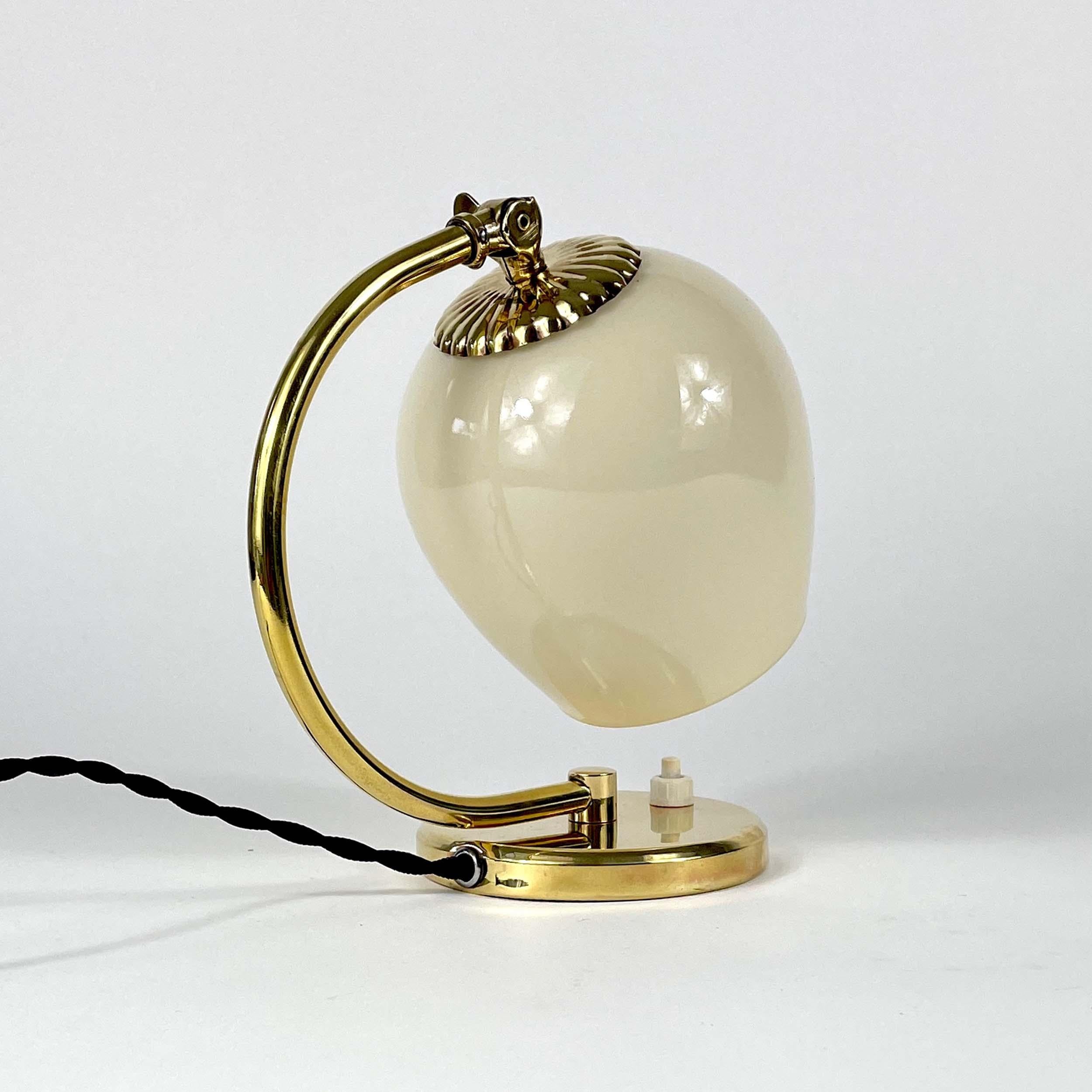 Brass and Opaline Glass Table Lamp, Finland 1950s For Sale 2