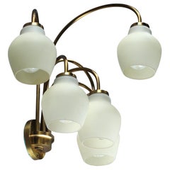 Brass and Opaline Glass Wall Lamp by Fog 
Mørup