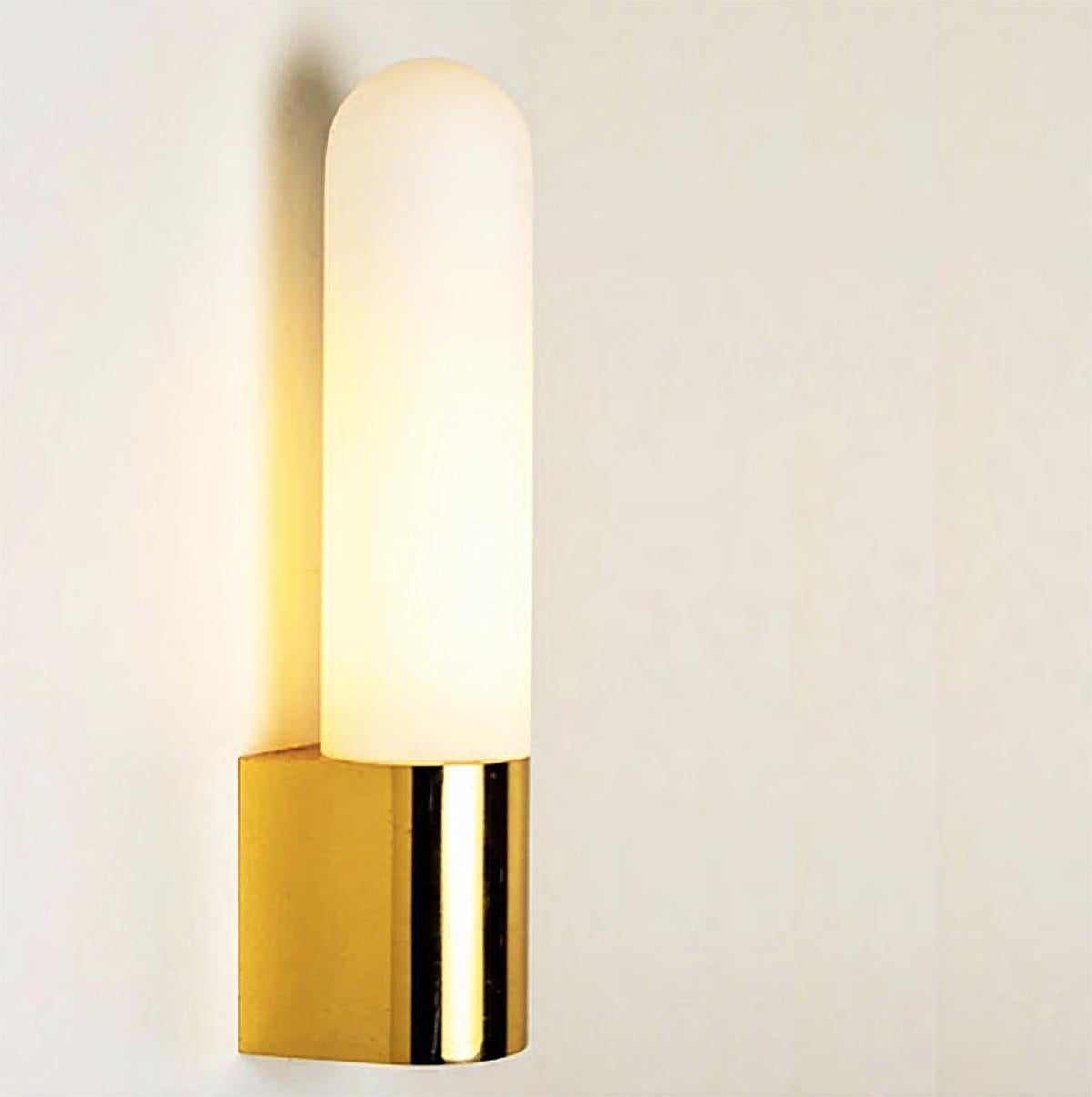 20th Century Brass and Opaline Glass Wall Lamp by Glashutte Limburg, 1970s For Sale