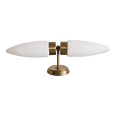 Brass and Opaline Glass Wall Lamp with Two-Light