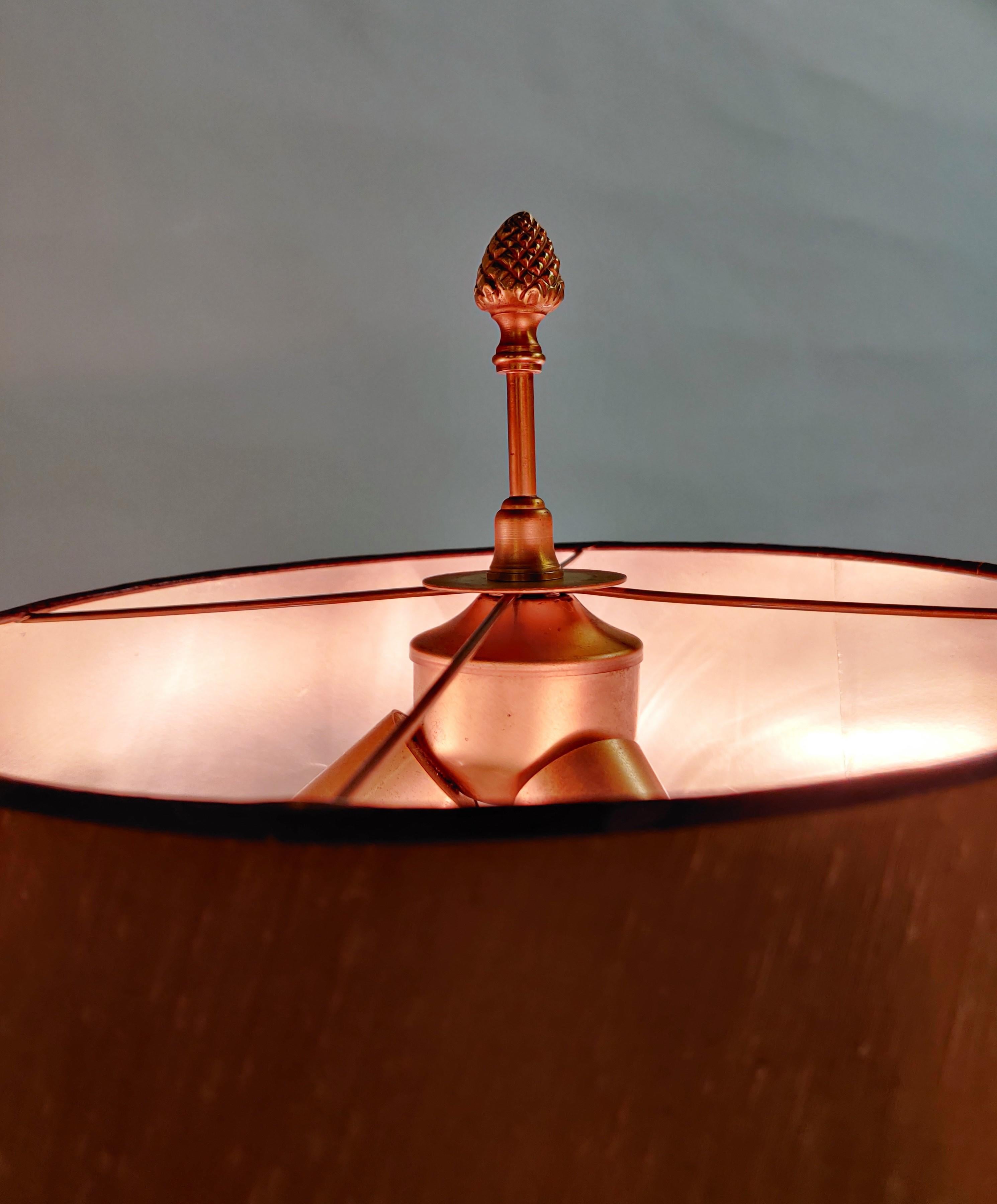 Brass and Opaline Pineapple Leaf Table Lamp, 1970s 3