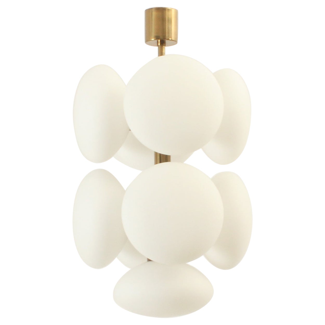 Lampadario Sputnik in ottone e opalina di Kaiser, Germania, anni '60 in vendita