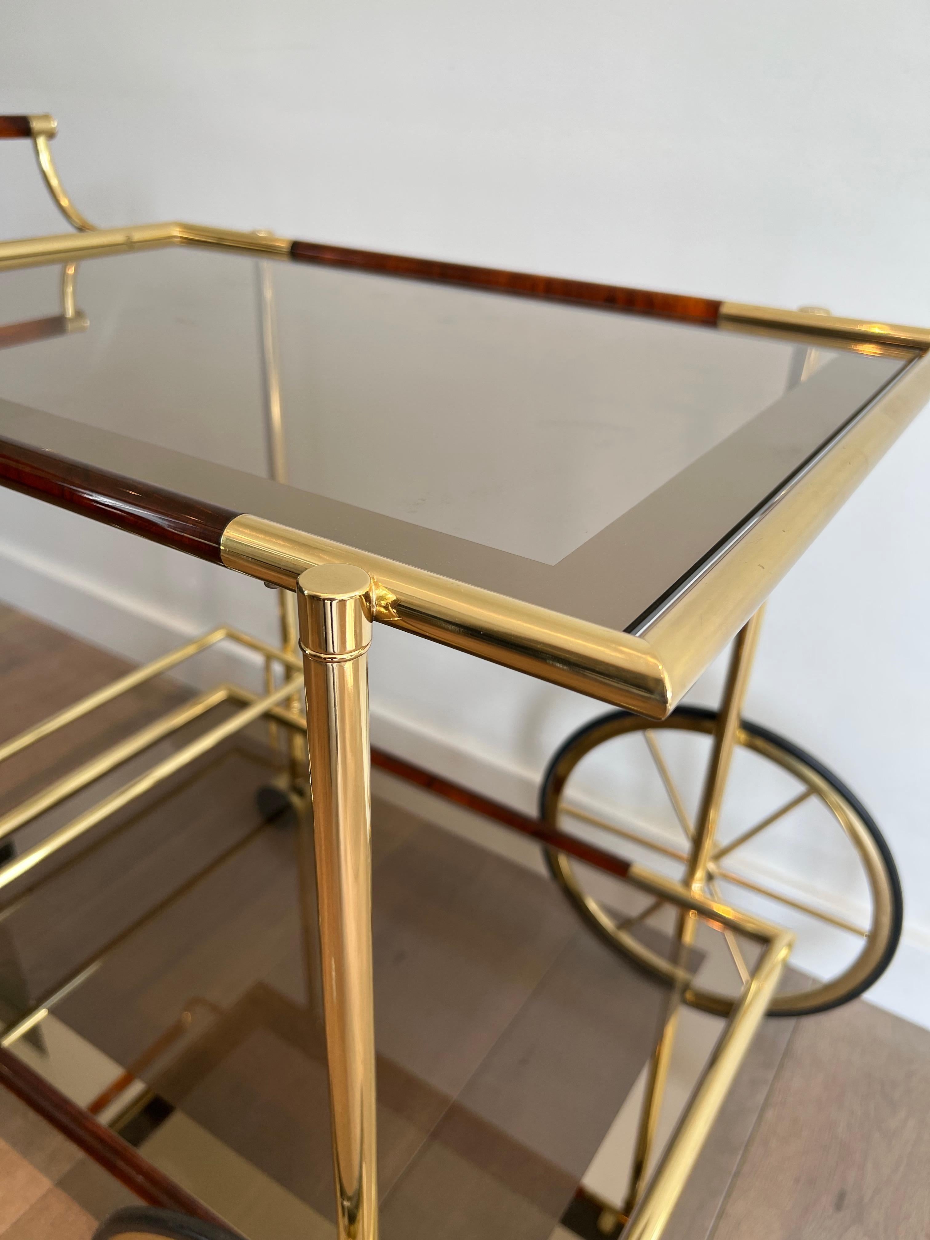Brass and Orange-Red Celluloid Drinks Trolley 4