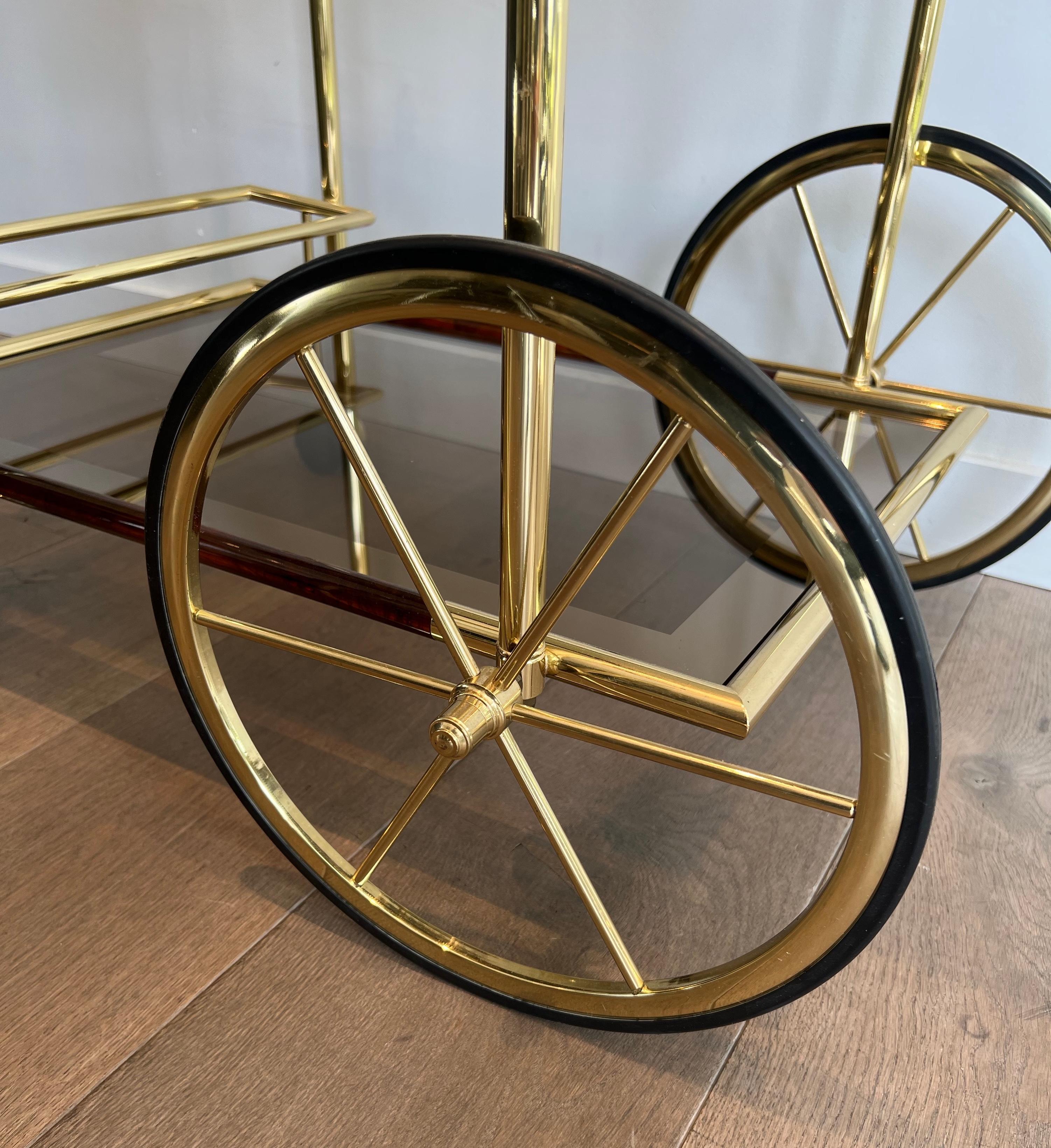 Brass and Orange-Red Celluloid Drinks Trolley 5