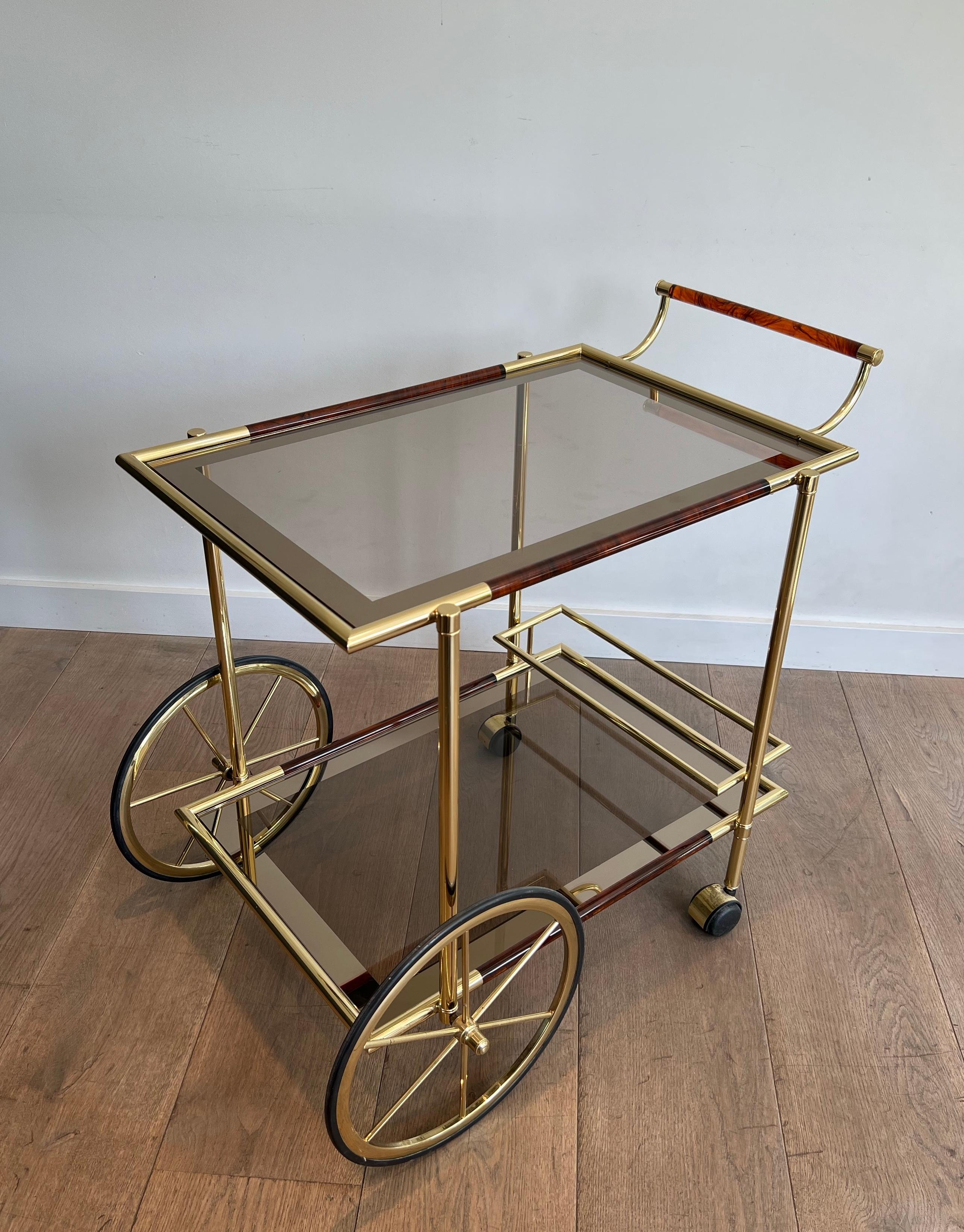 Brass and Orange-Red Celluloid Drinks Trolley 6