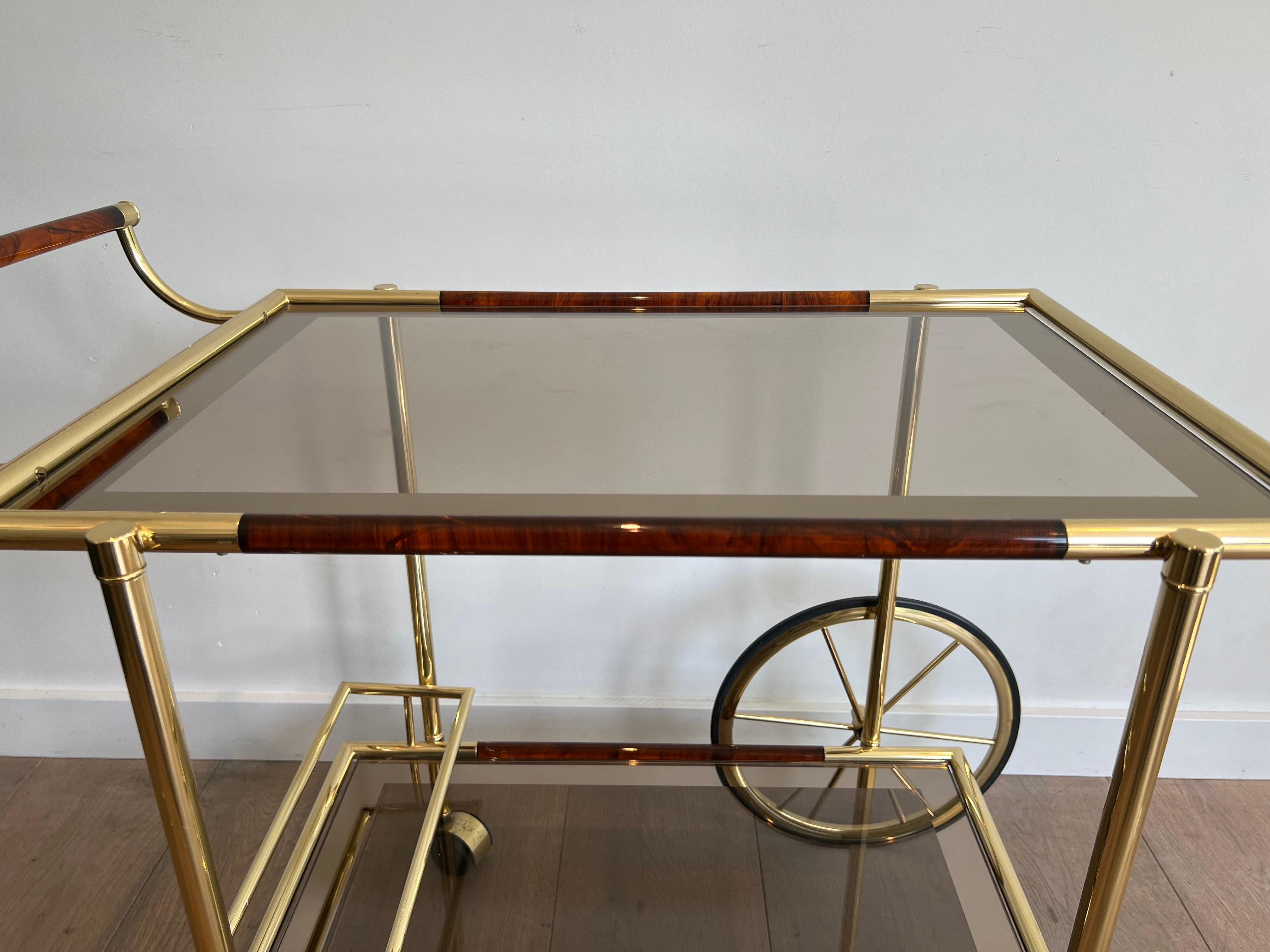 Brass and Orange-Red Celluloid Drinks Trolley 11