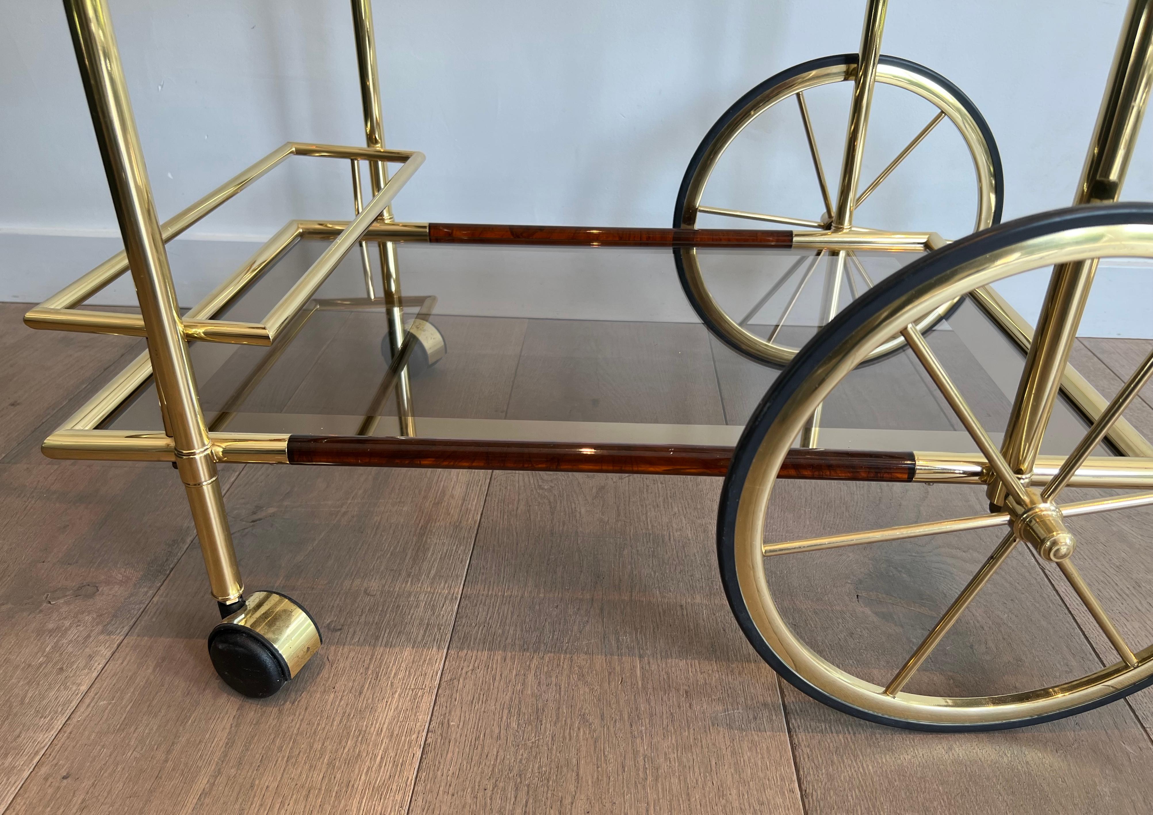 Brass and Orange-Red Celluloid Drinks Trolley 12