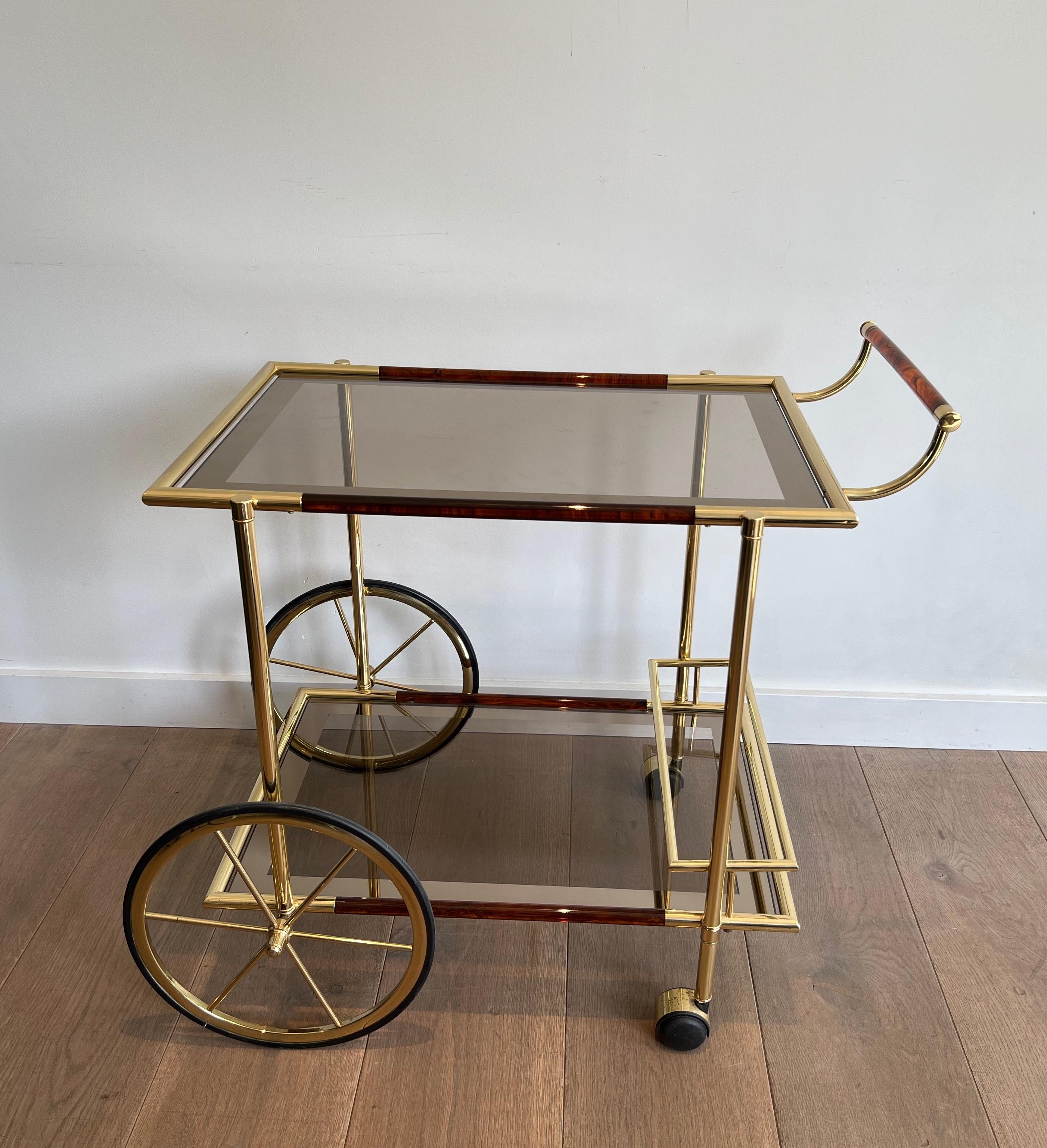 Brass and Orange-Red Celluloid Drinks Trolley 14