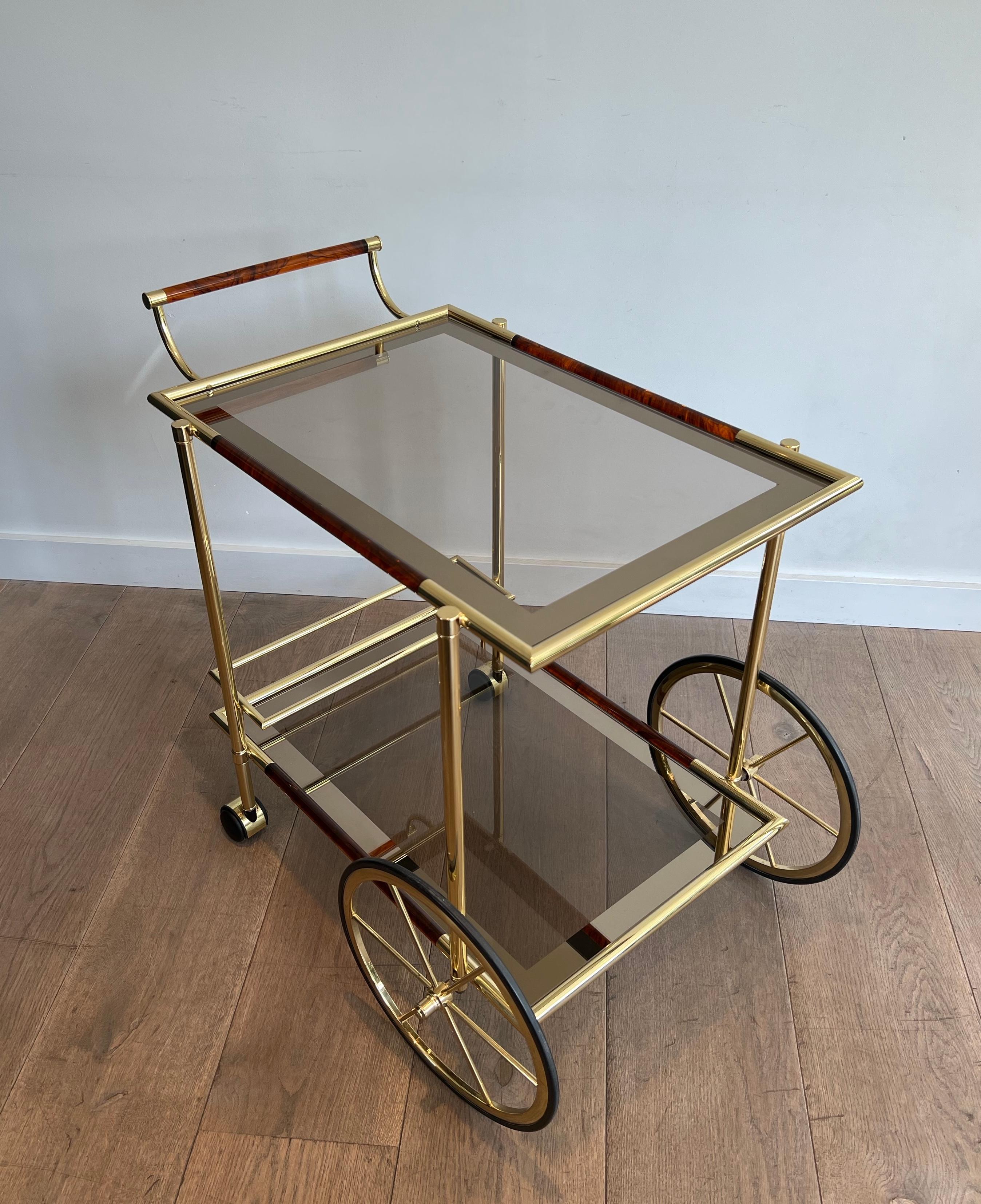 French Brass and Orange-Red Celluloid Drinks Trolley