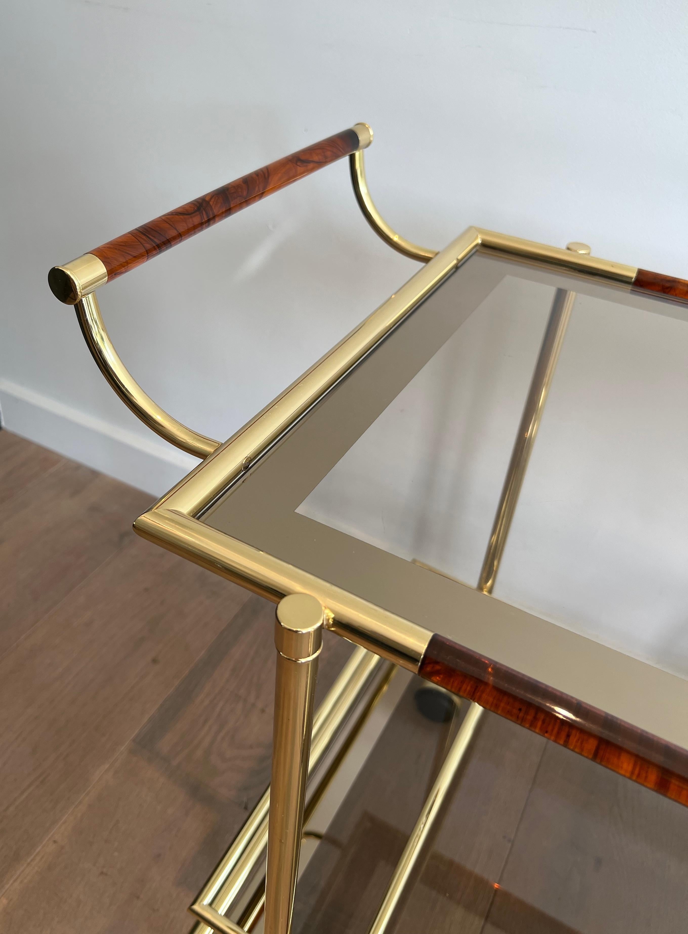 Brass and Orange-Red Celluloid Drinks Trolley 1