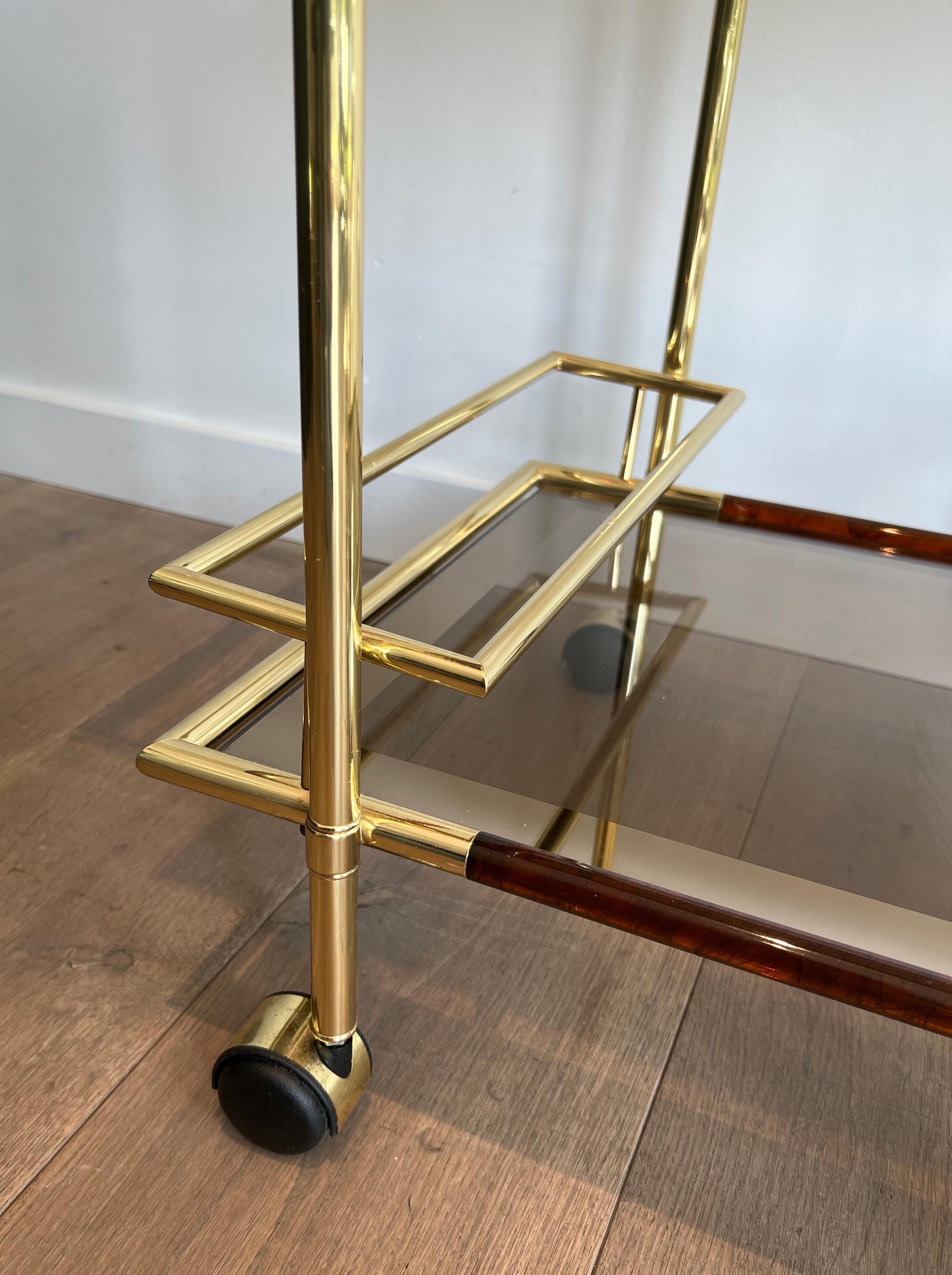 Brass and Orange-Red Celluloid Drinks Trolley 2