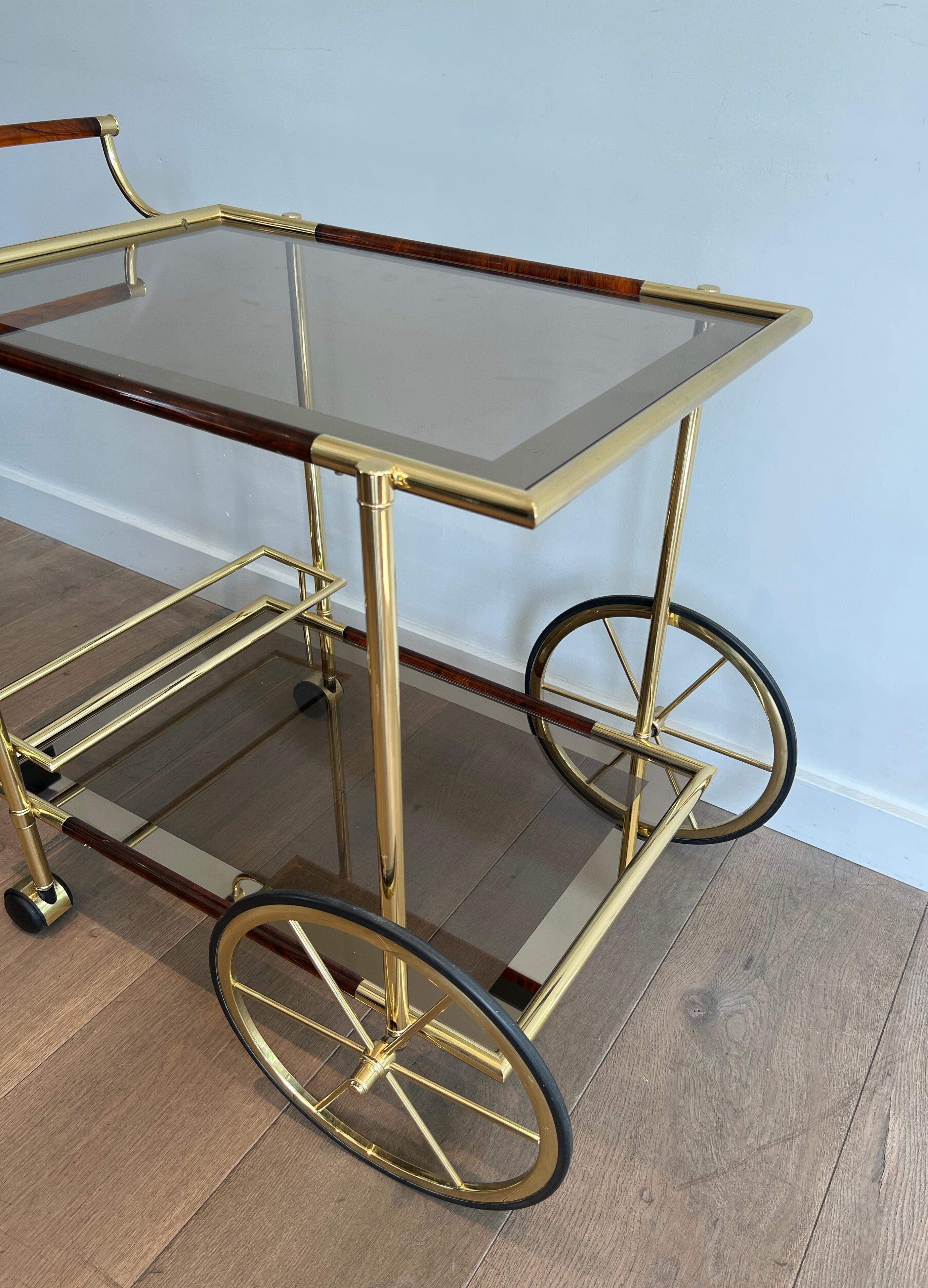 Brass and Orange-Red Celluloid Drinks Trolley 3