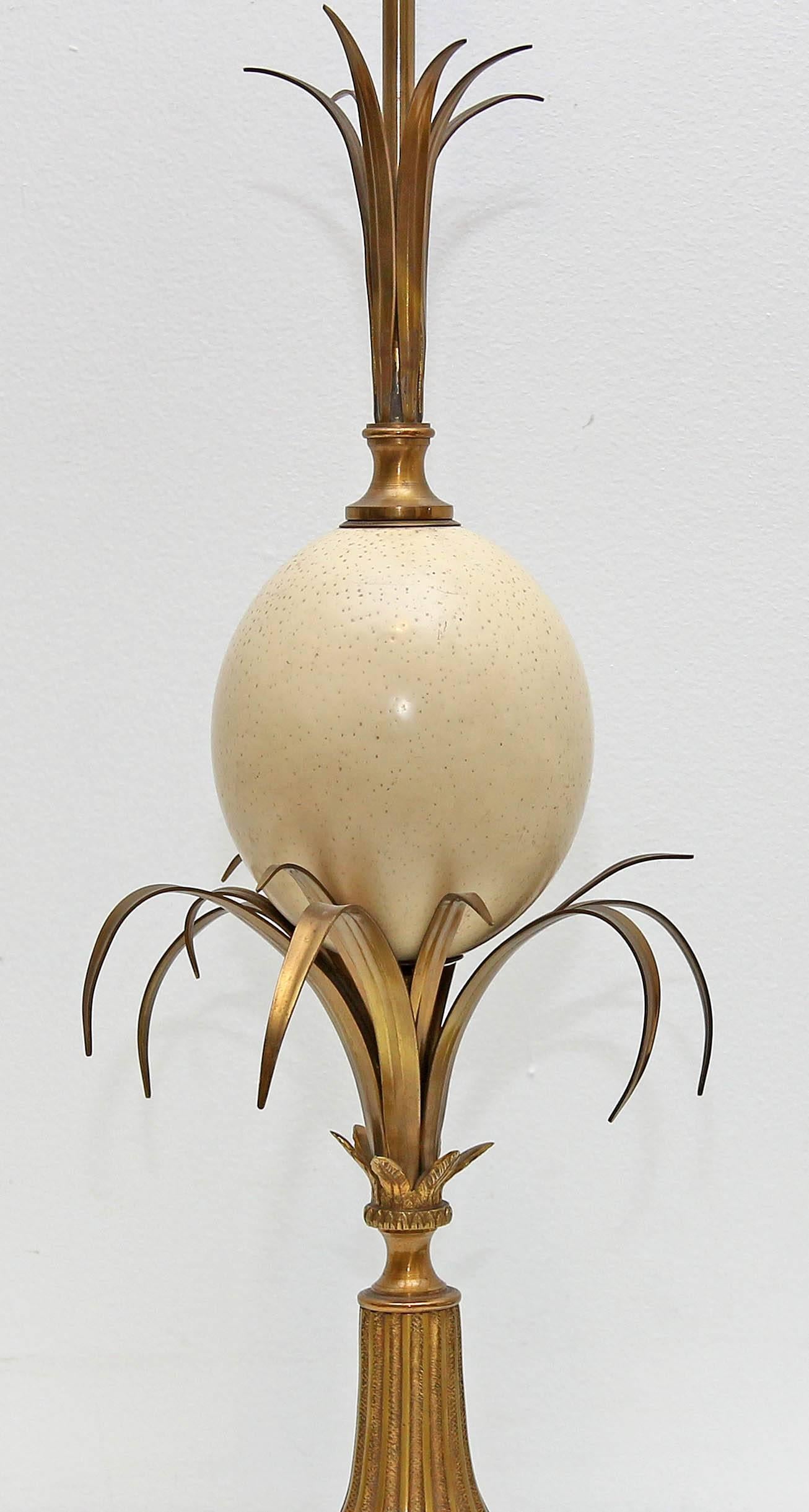 Mid-Century Modern Brass and Ostrich Shell Lamp by Maison Charles