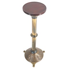 Brass and Padouk Art Deco Amsterdamse School Side Table or Pedestal, 1920s