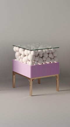 Brass And Painted Bubbles Decorative Bedside Table by PANOPTIKUM COLLECTIONS