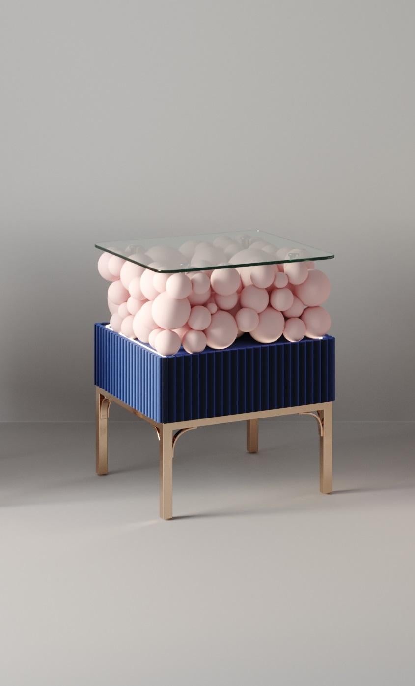 Other Brass And Painted Bubbles Decorative Bedside Table by PANOPTIKUM COLLECTIONS For Sale