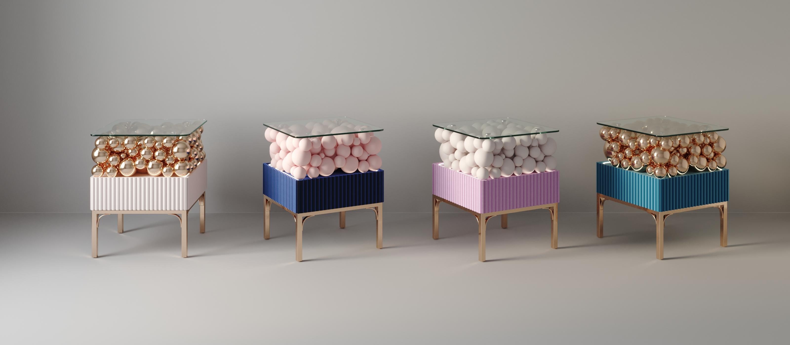 Brass And Painted Bubbles Decorative Bedside Table by PANOPTIKUM COLLECTIONS For Sale 2