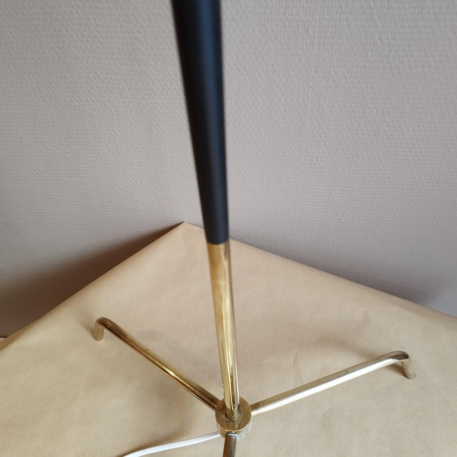 Mid-Century Modern Brass and painted metal floor lamp For Sale
