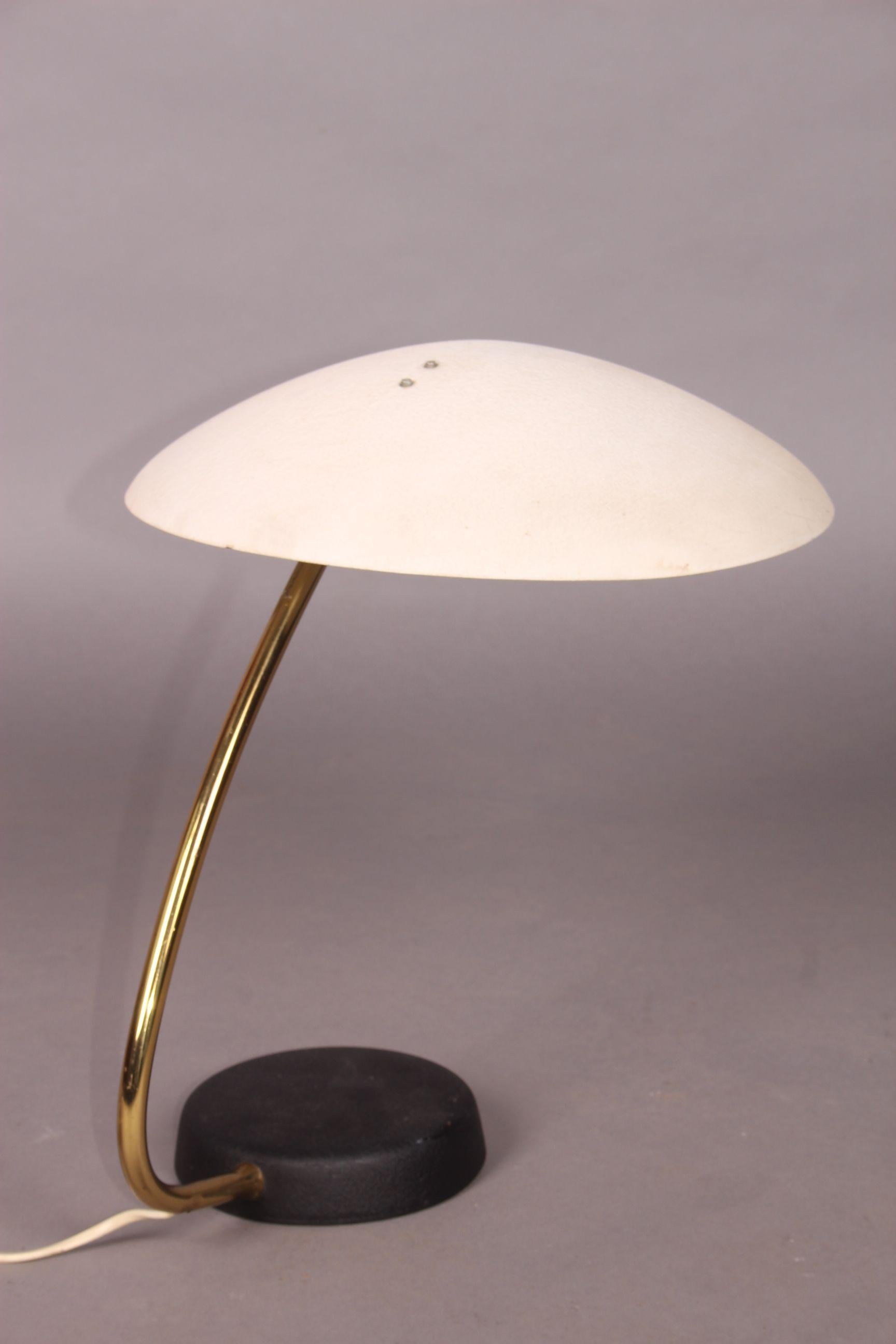 European Brass and Painted Metal Table Lamp