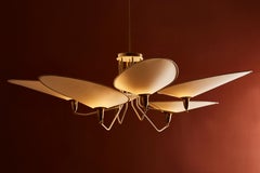 Araña de latón y papel pergamino de Diego Mardegan para Glustin Luminaires