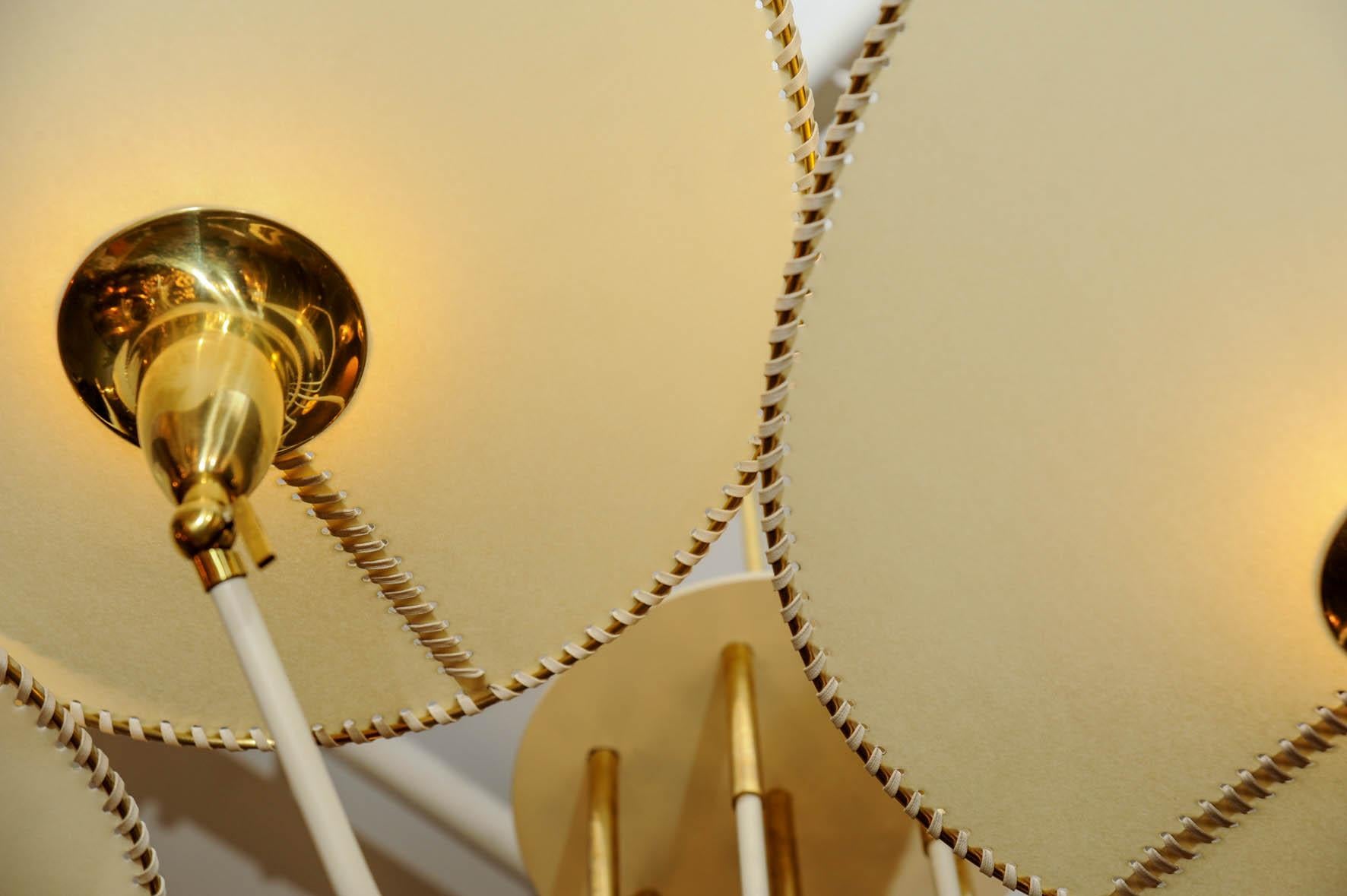 Italian Brass and Parchment Paper Chandelier by Diego Mardegan for Glustin Luminaires