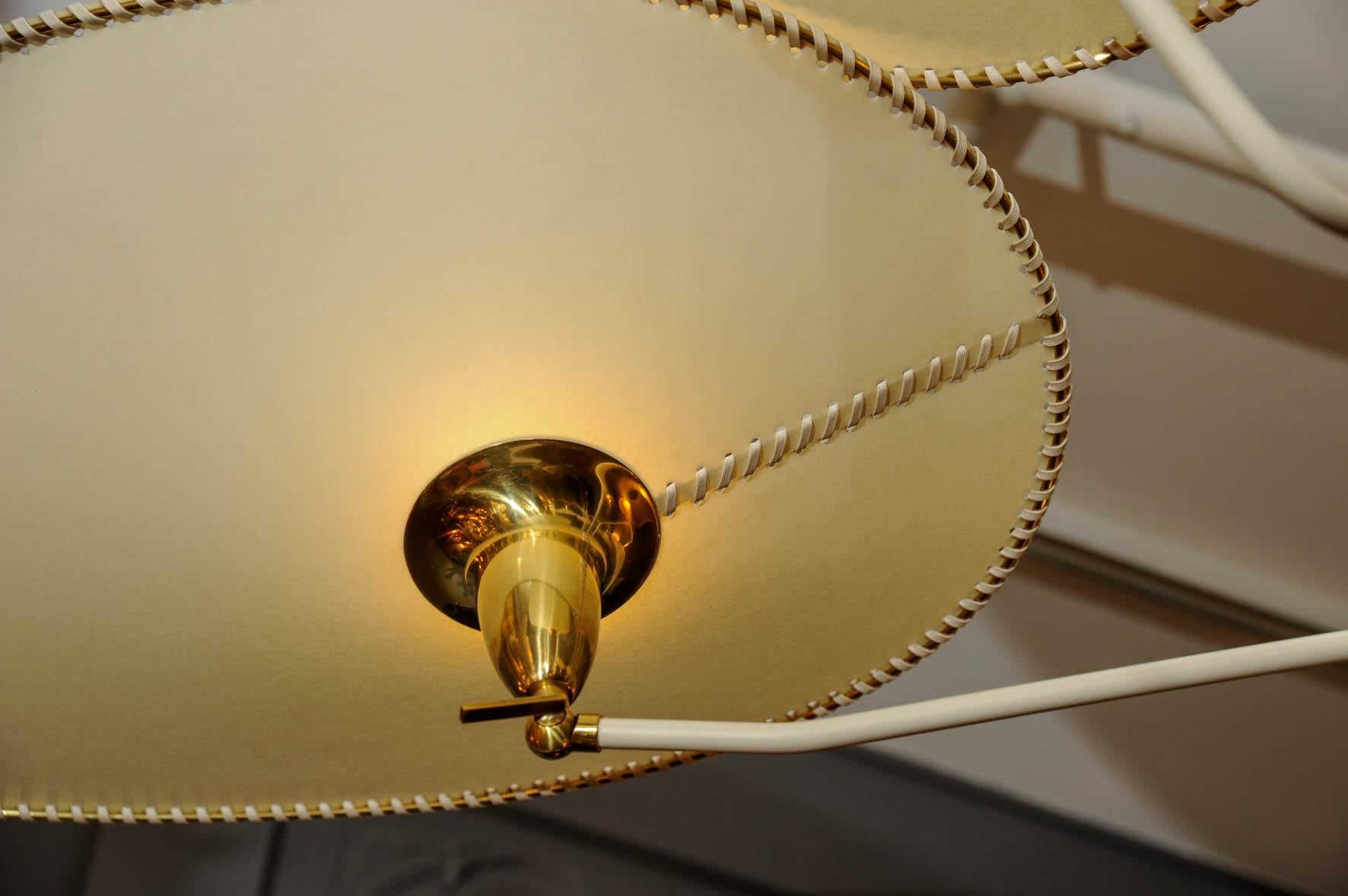 Brass and Parchment Paper Chandelier by Diego Mardegan for Glustin Luminaires For Sale 1