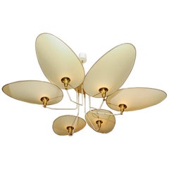 Brass and Parchment Paper Chandelier by Diego Mardegan for Glustin Luminaires