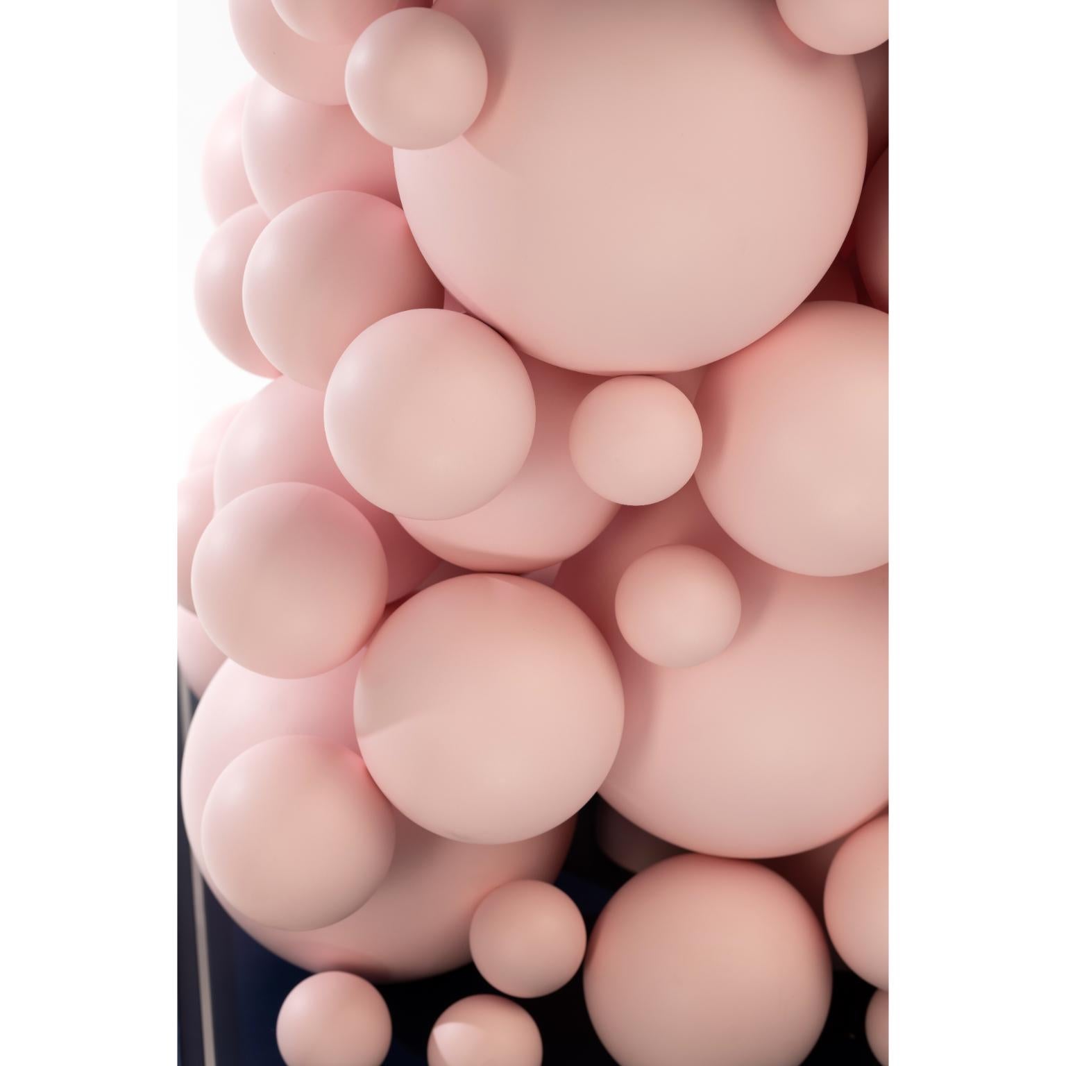 Post-Modern Brass And Pastel Pink Bubbles Decorative Cabinet by PANOPTIKUM COLLECTIONS For Sale