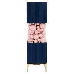 Brass And Pastel Pink Bubbles Decorative Cabinet by PANOPTIKUM COLLECTIONS