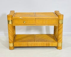 Brass and Pencil Reed Console Table After Karl Springer