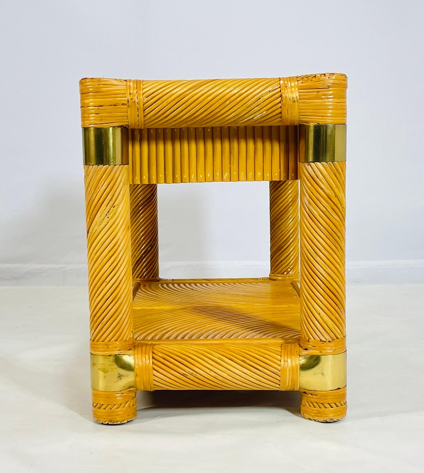Fin du 20e siècle Table console en laiton et roseau crayon d'après Karl Springer en vente
