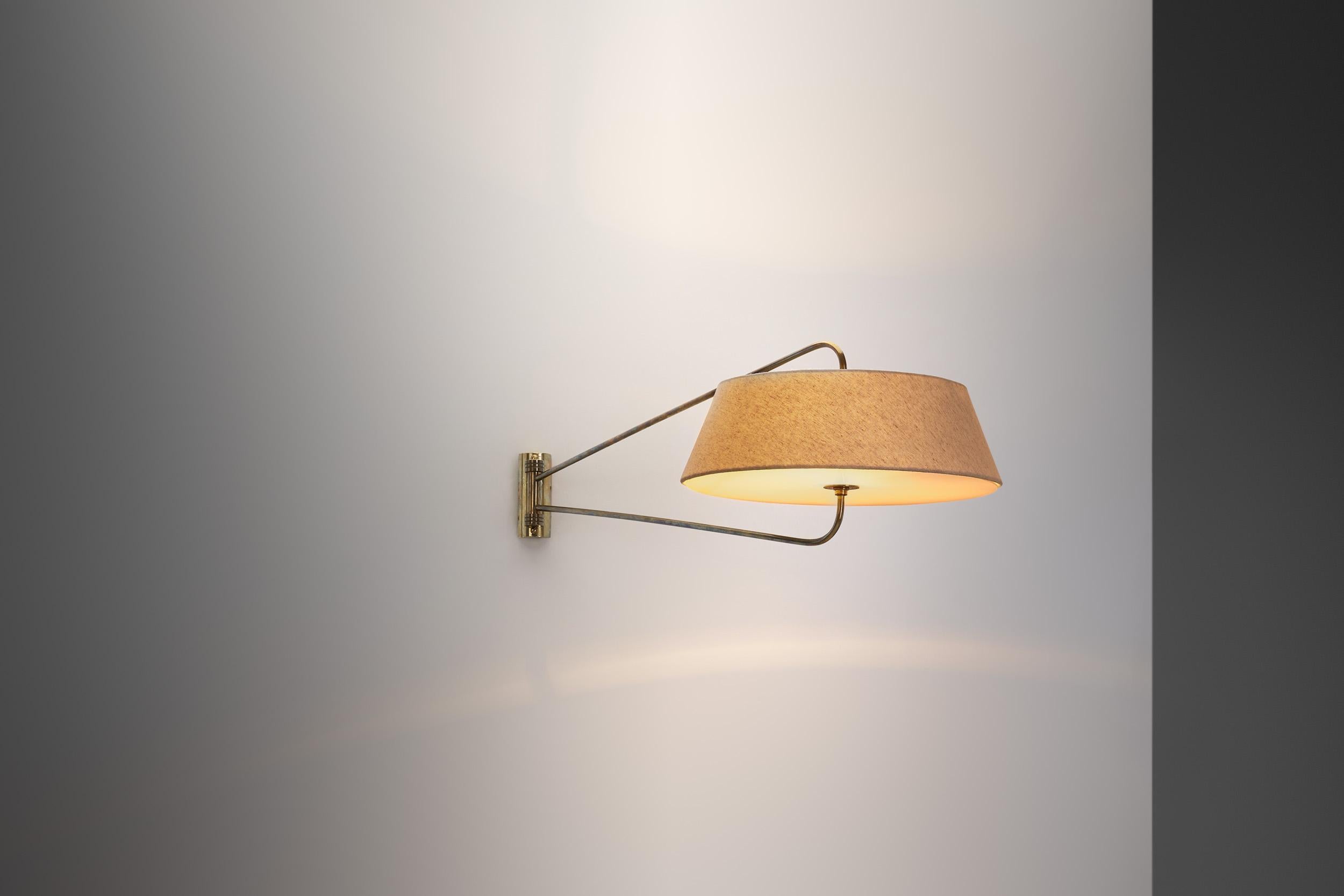 French Brass and Perspex Wall Lamp, France ca 1950s For Sale