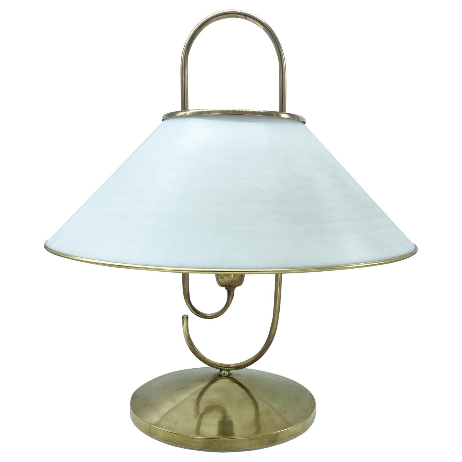 Arredoluce Style Brass and Pespex Handle Table Lamp, Italy, 1950s