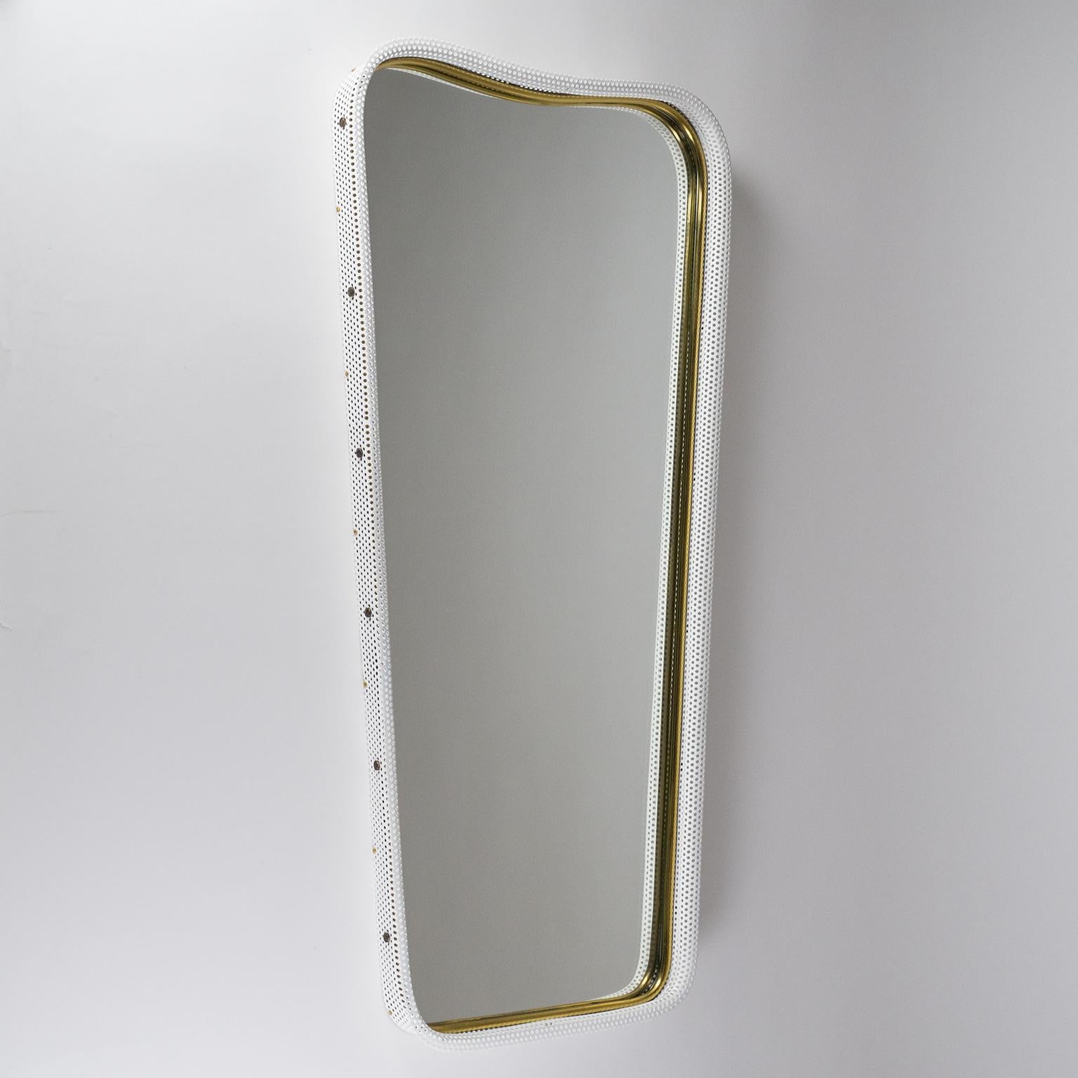 1950s Mirror, Perforated Frame and Brass 1