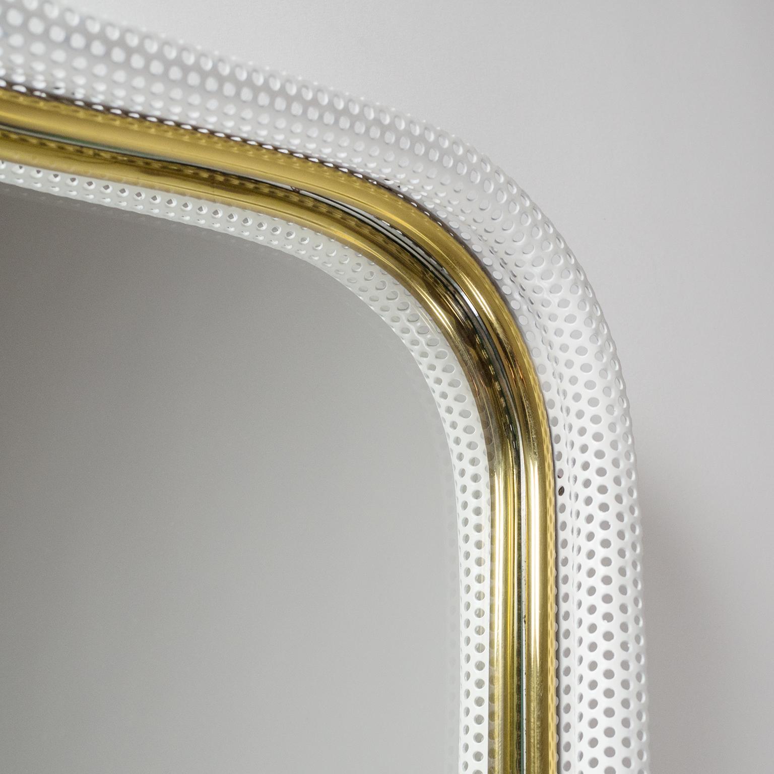 1950s Mirror, Perforated Frame and Brass In Good Condition In Vienna, AT