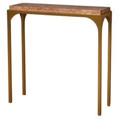Brass and Pink Marble Console Table, 2000