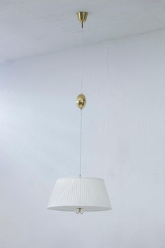 Brass and Pleated Fabric Ceiling Lamp 11558 by Harald Notini, Böhlmarks, Sweden