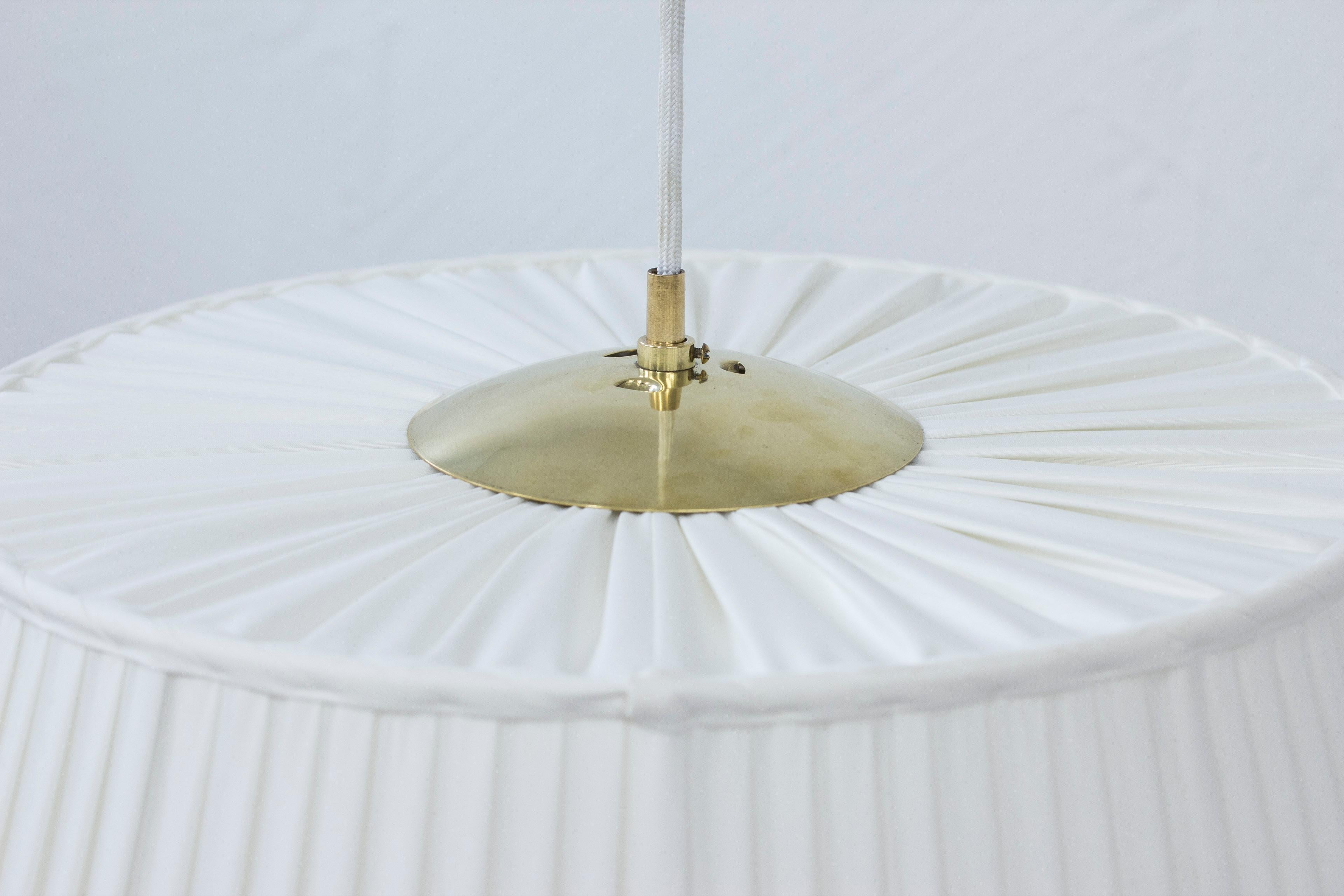 Brass and Pleated Fabric Ceiling Lamp 11558 by Harald Notini, Böhlmarks, Sweden 1