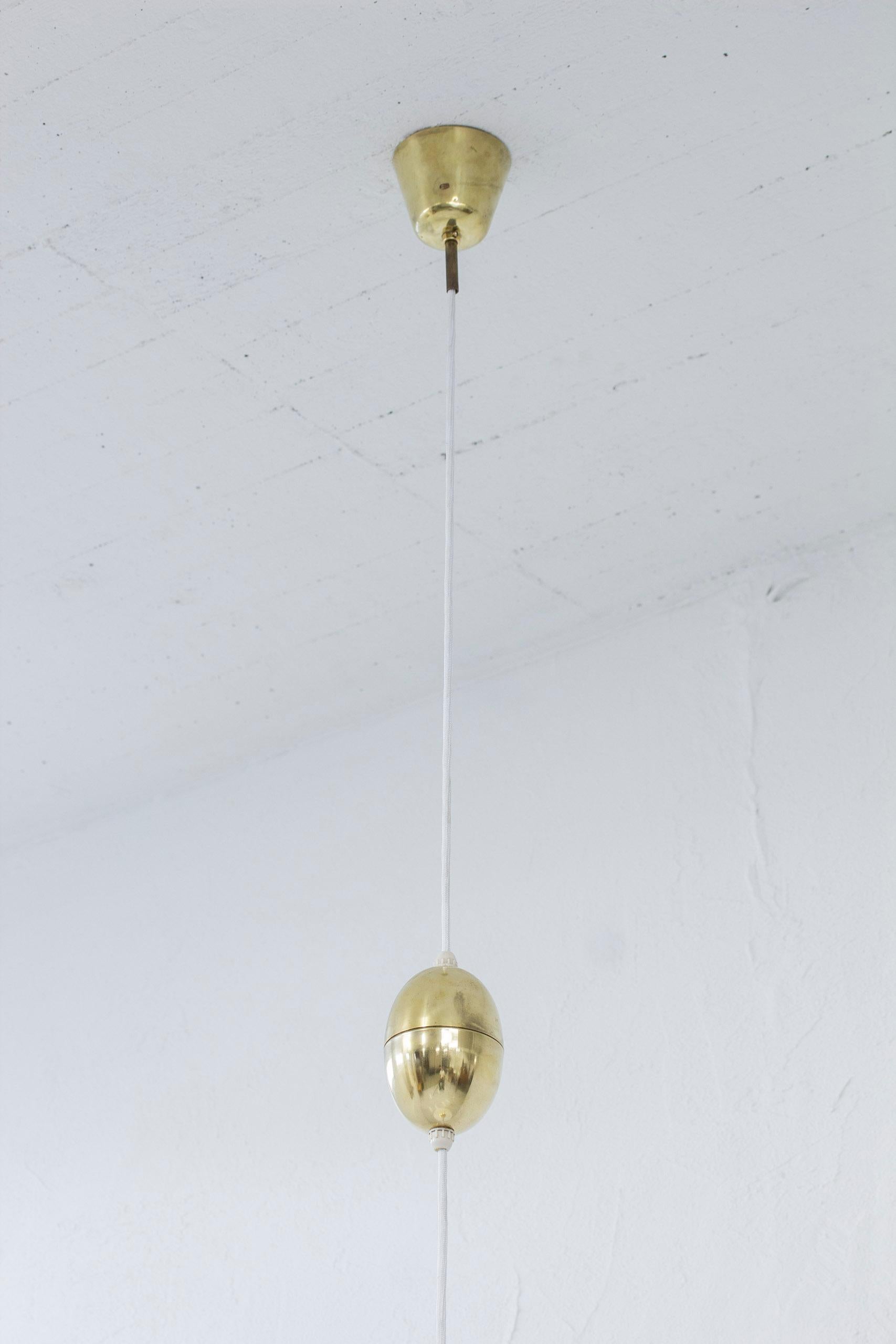 Brass and Pleated Fabric Ceiling Lamp 11558 by Harald Notini, Böhlmarks, Sweden 2