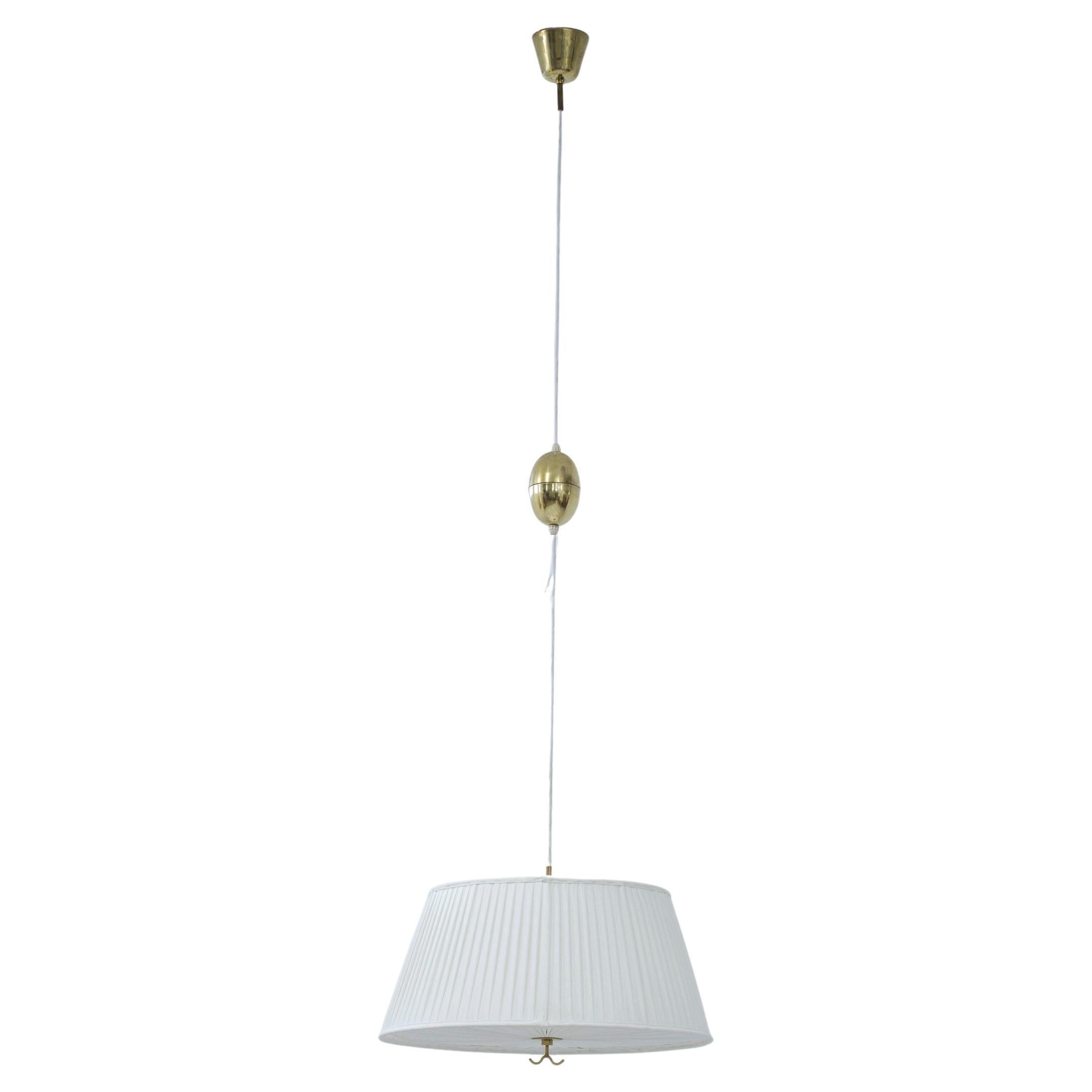 Brass and Pleated Fabric Ceiling Lamp 11558 by Harald Notini, Böhlmarks, Sweden