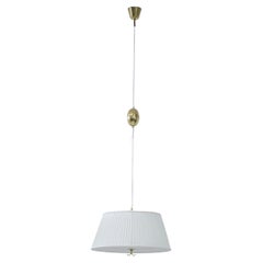 Vintage Brass and Pleated Fabric Ceiling Lamp 11558 by Harald Notini, Böhlmarks, Sweden