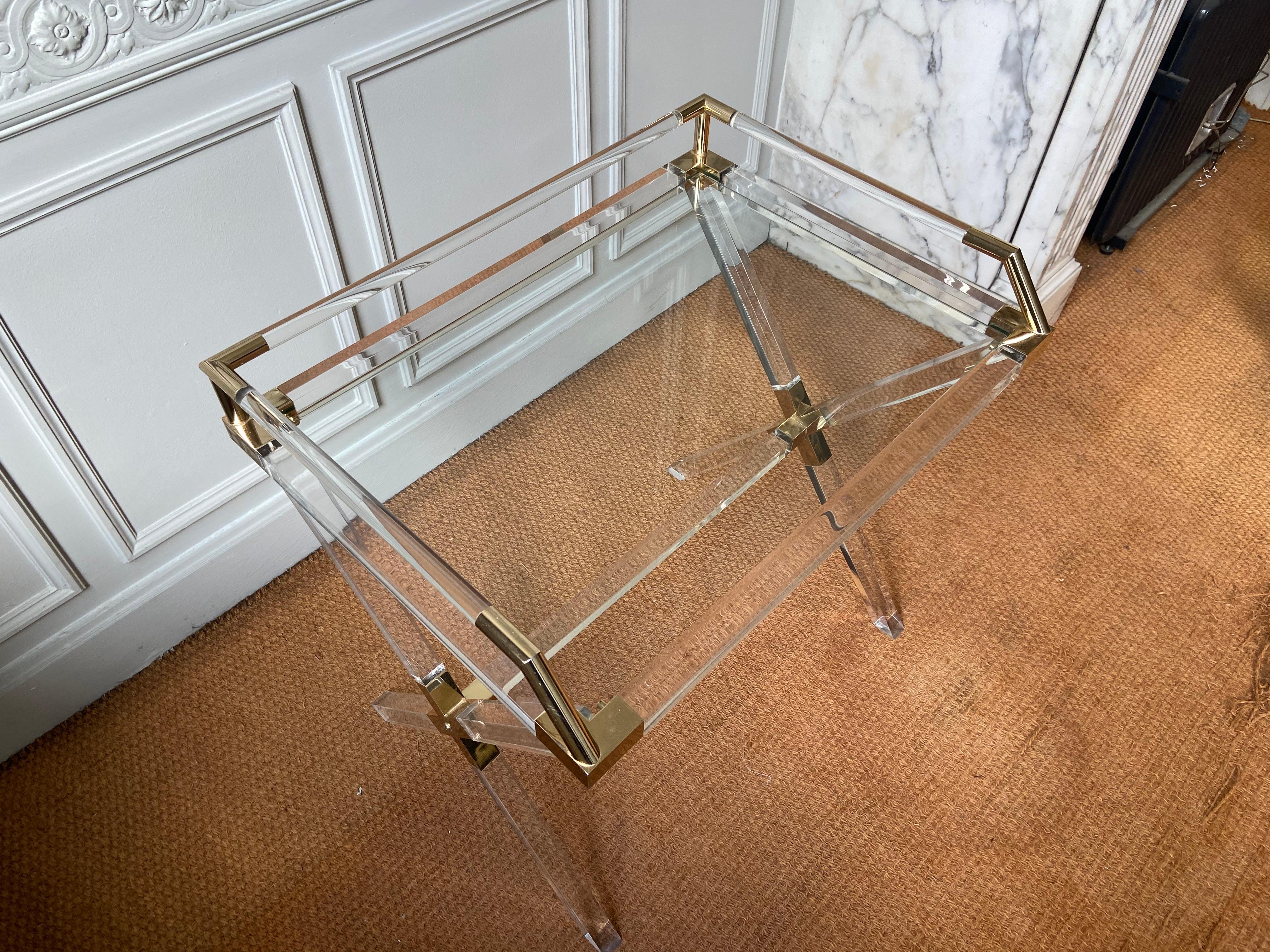 Brass and Plexi Bar Table by Charles Hollis Jones, 1970 In Good Condition In Brussels , BE