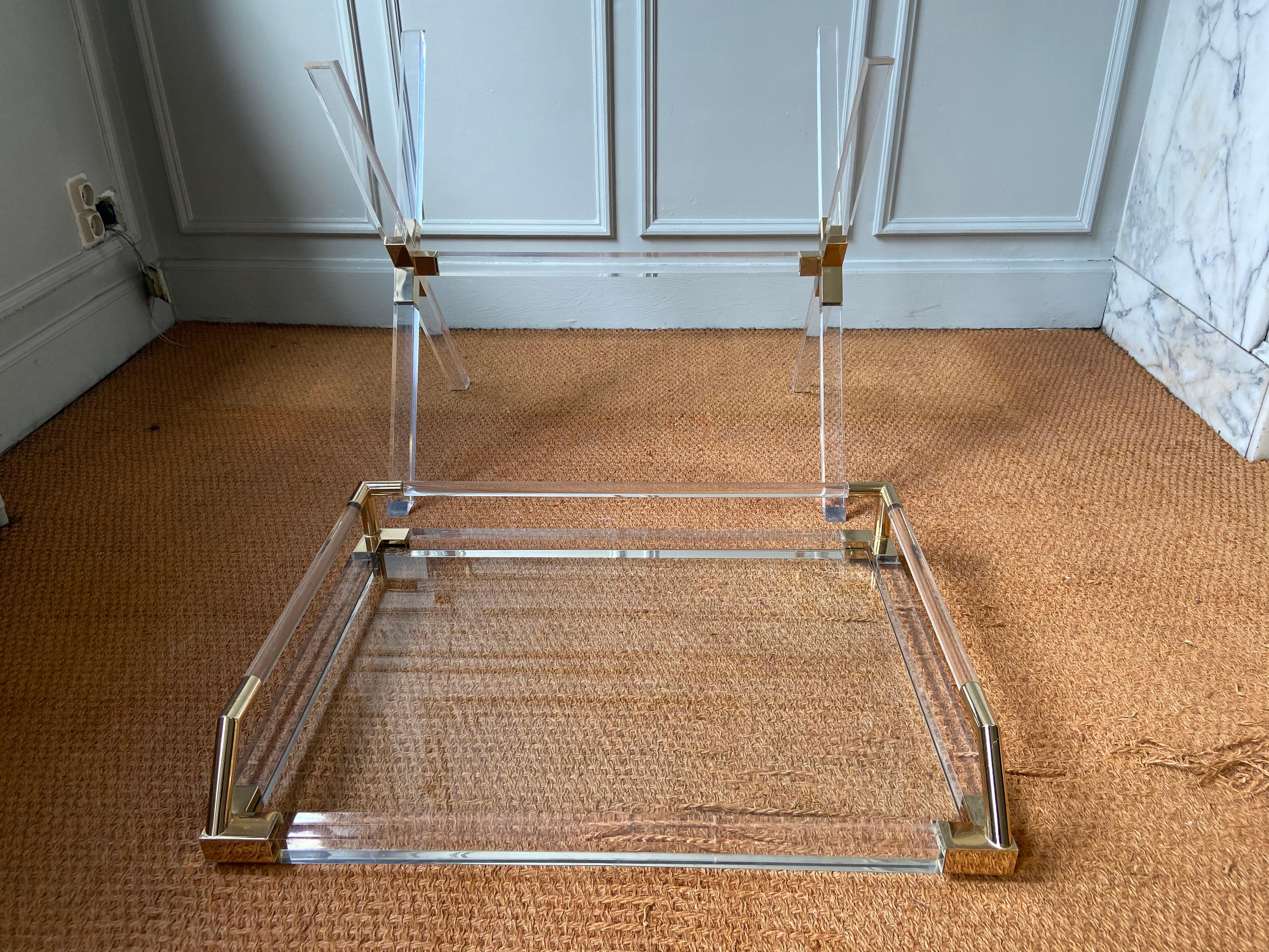 20th Century Brass and Plexi Bar Table by Charles Hollis Jones, 1970