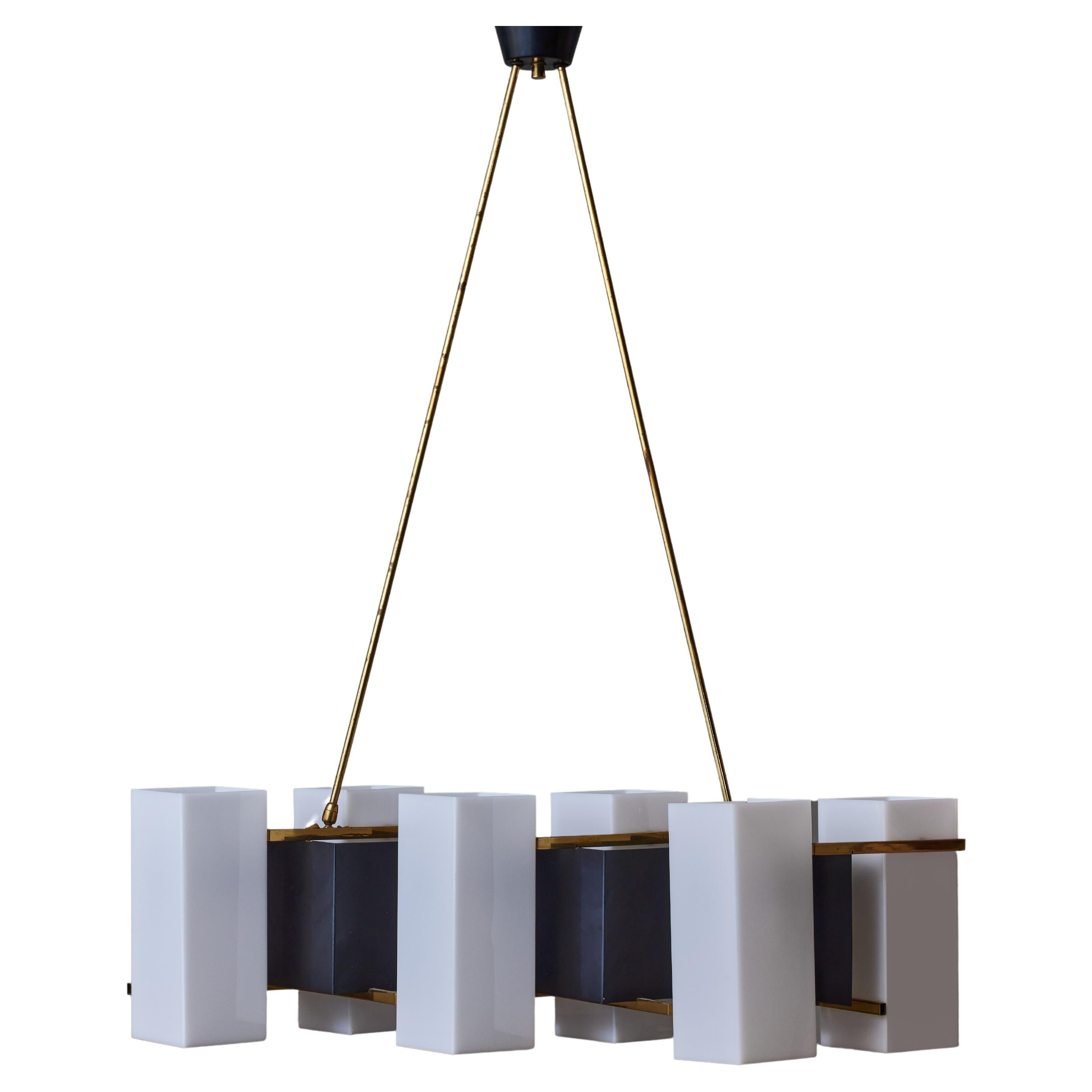 Lampadario in ottone e plexi di Stilux in vendita