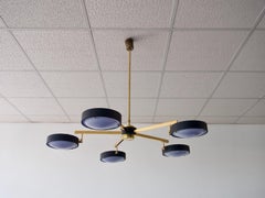 Brass and Plexiglass Ceiling Lamp by G.C.M.E, circa 1960