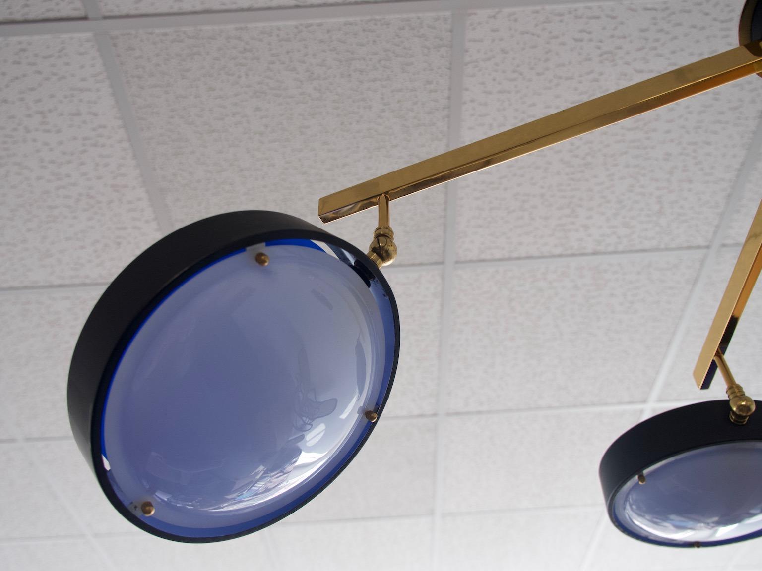 20th Century Brass and Plexiglass Ceiling Lamp by G.C.M.E, circa 1960