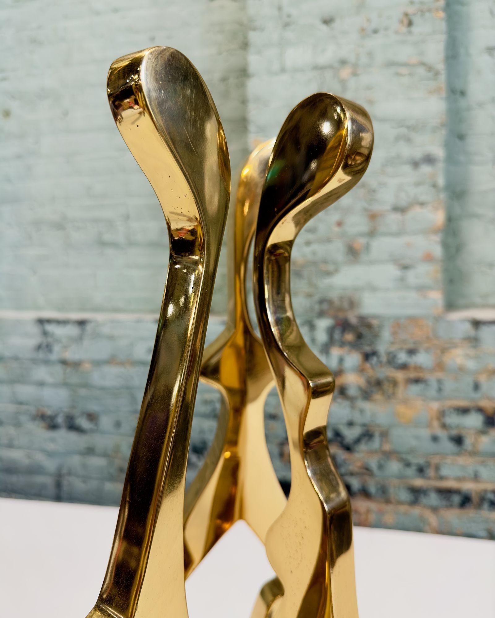 Brass and Polished Aluminum Figurative Sculpture attributed Jean Arp, 1970 For Sale 3